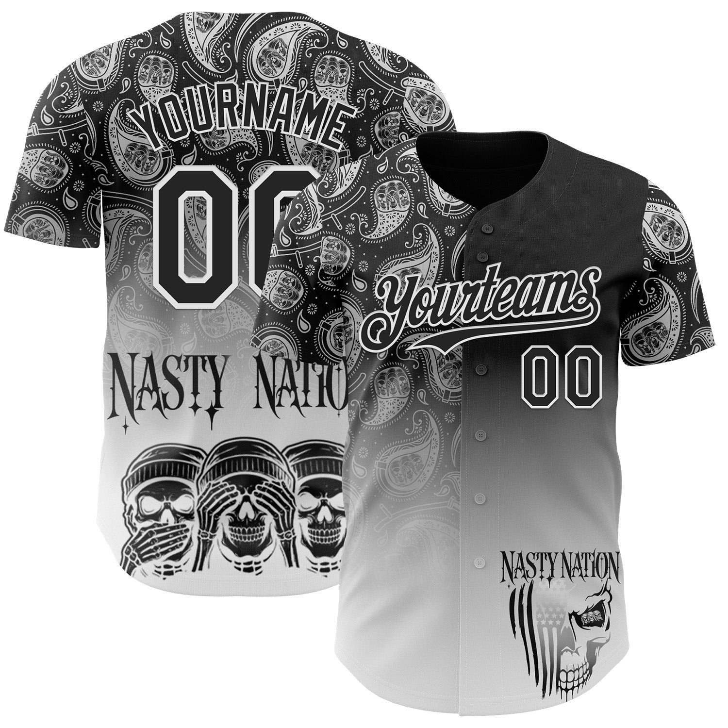Fansidea-group-collabs Custom Black-White Nasty Nation Streetwear Authentic Baseball Jersey - $39.99 at Proof Eyewear