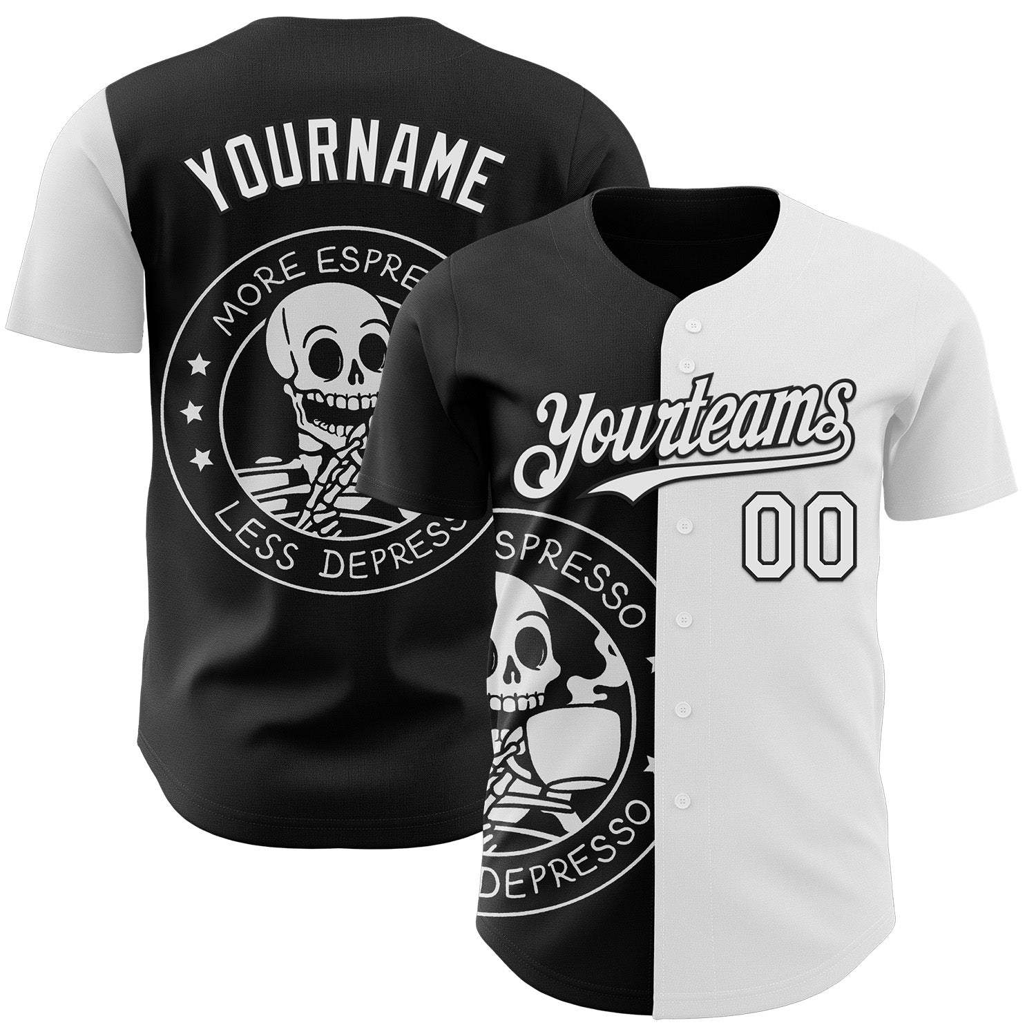 Fansidea-group-collabs Custom Black White-Black 3D Tobe Fonseca More Espresso Less Depresso Authentic Baseball Jersey - $34.99 at Proof Eyewear