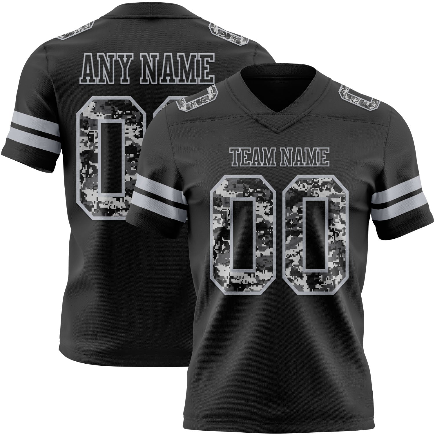 FansIdea Custom Black-Gray Authentic Pixel Digital Camo Football Jersey - $19.99 at Proof Eyewear