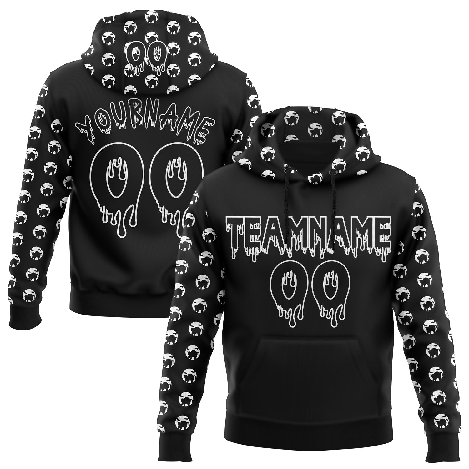 FansIdea Custom  Black-White Halloween Funny Face Pullover Sweatshirt Hoodie - $32.99 at Proof Eyewear