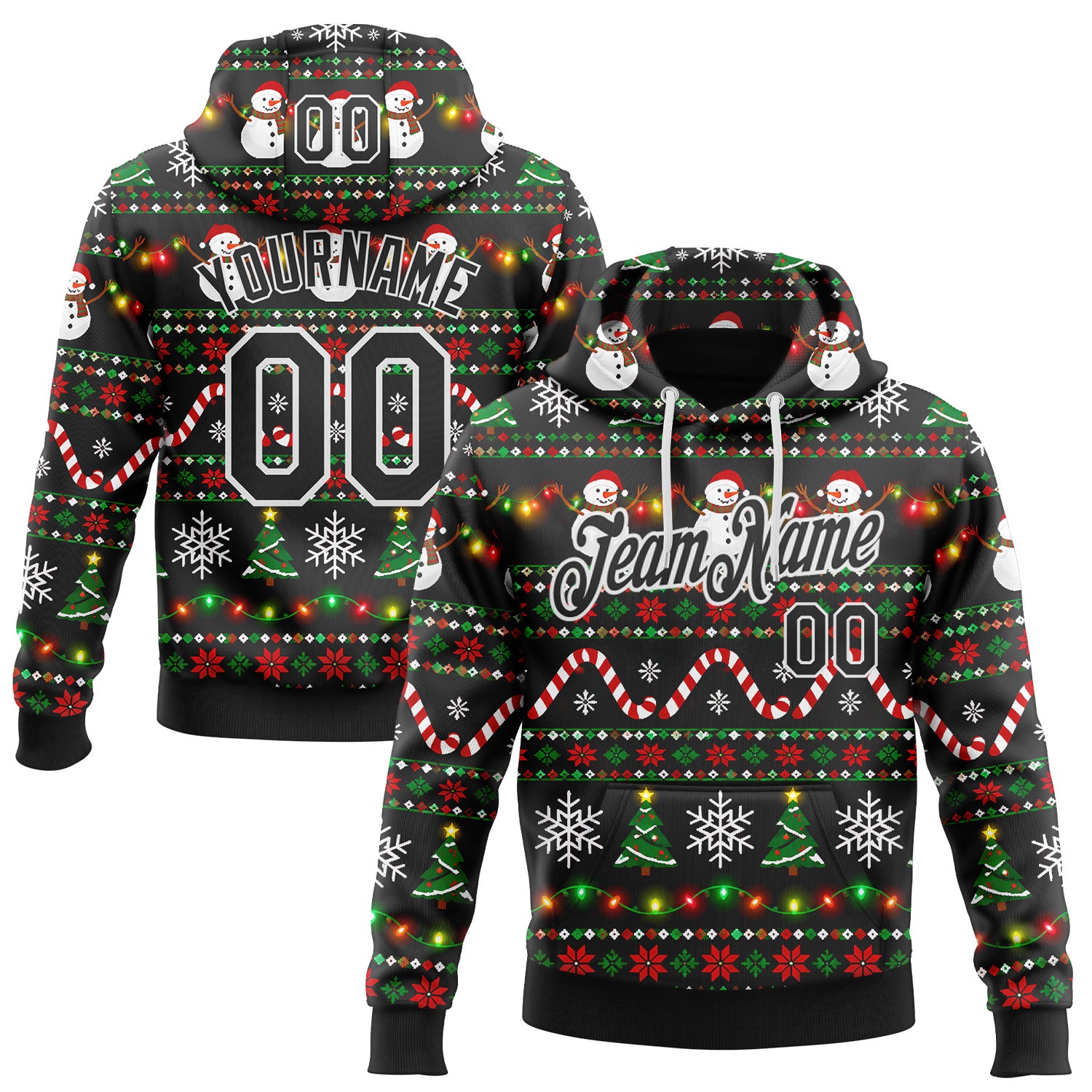 FansIdea Custom Black-White Christmas Snowman Neon Pullover Sweatshirt Hoodie - $32.99 at Proof Eyewear