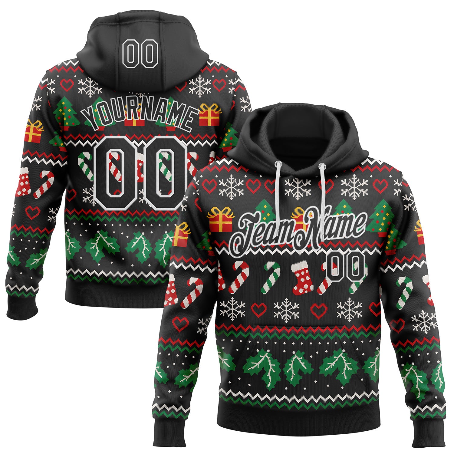 FansIdea Custom Black-White Christmas Ugly Sweater Pullover Sweatshirt Hoodie - $32.99 at Proof Eyewear