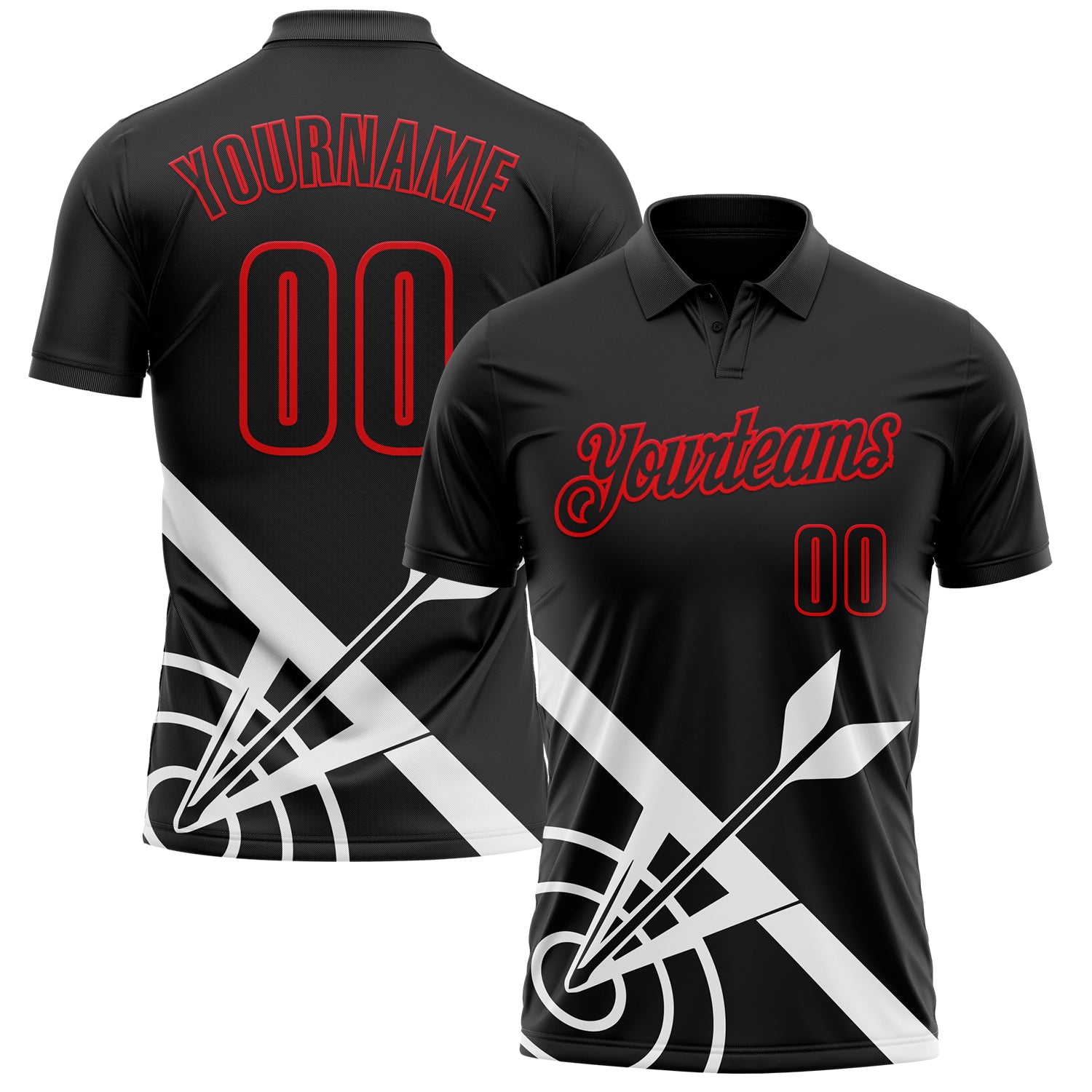 FansIdea Custom Black-Fire Red Archery Target Bullseye Performance Polo Shirt - $19.99 at Proof Eyewear