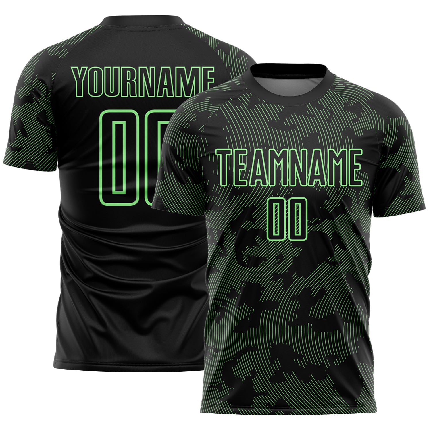 FansIdea Custom Black-Pea Green Curve Lines Sublimation Soccer Uniform Jersey - $16.99 at Proof Eyewear