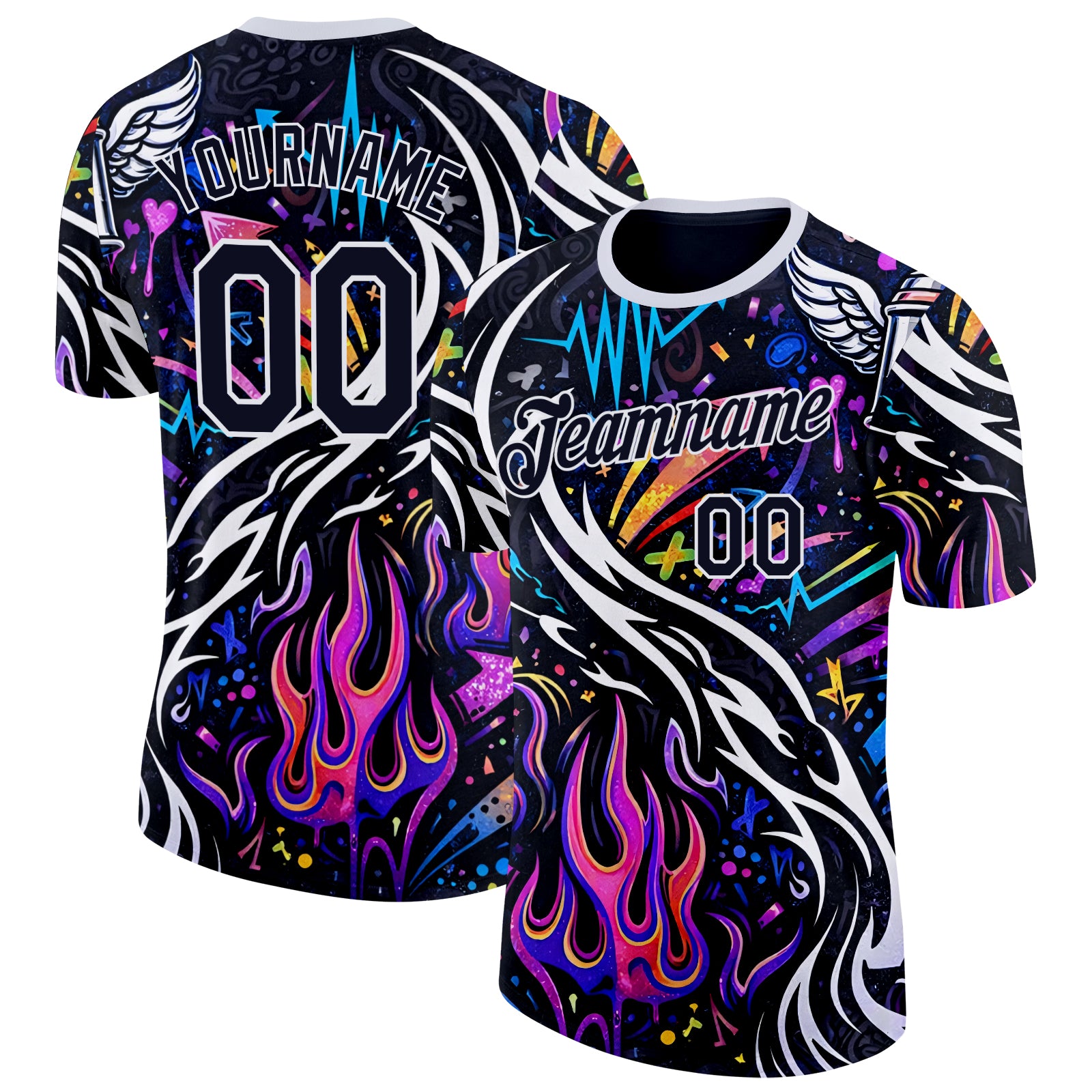 FansIdea Custom Black-White Bowling Graffiti Performance T-Shirt - $14.99 at Proof Eyewear