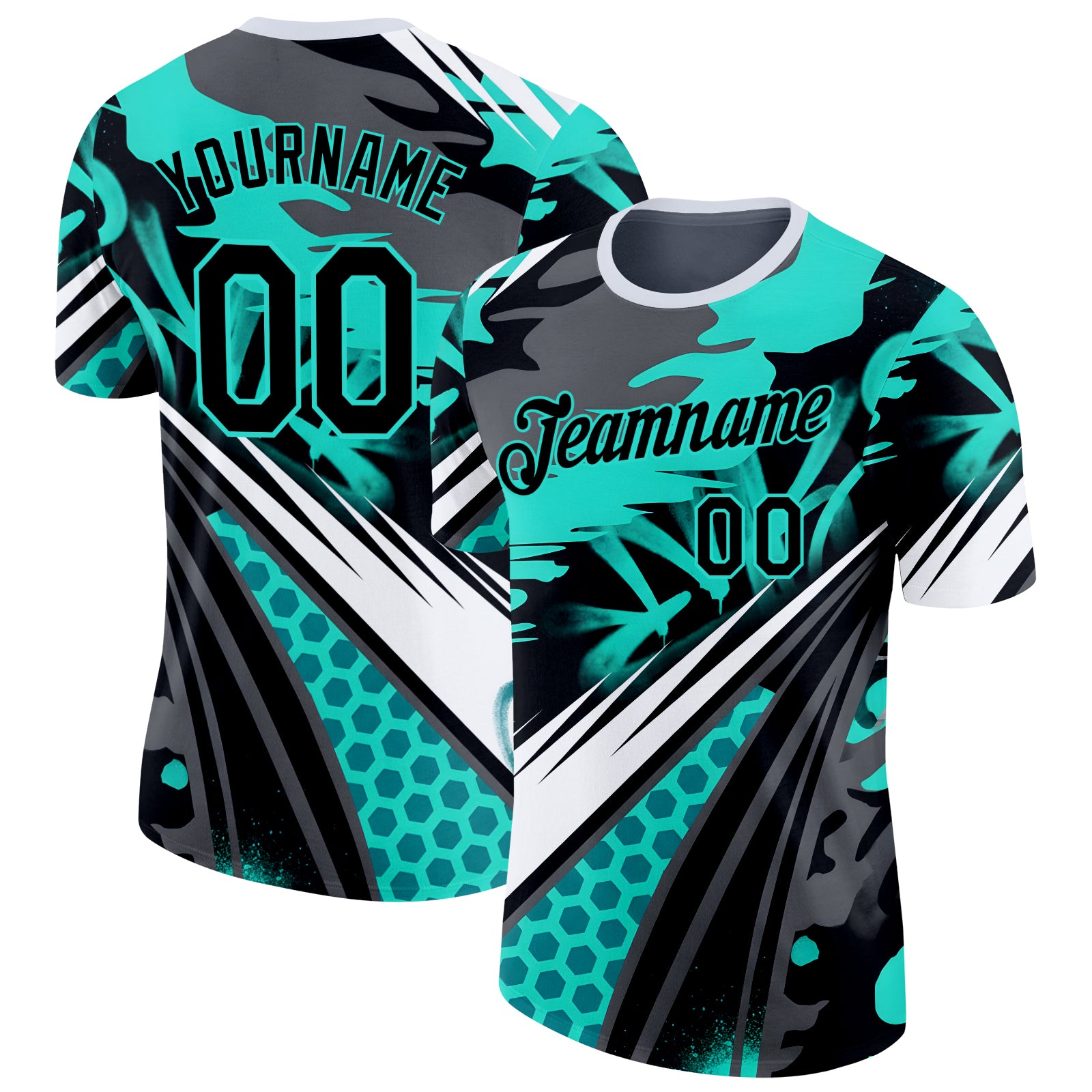 FansIdea Custom Black Gray-Ice Blue Bowling Abstract Performance T-Shirt - $14.99 at Proof Eyewear