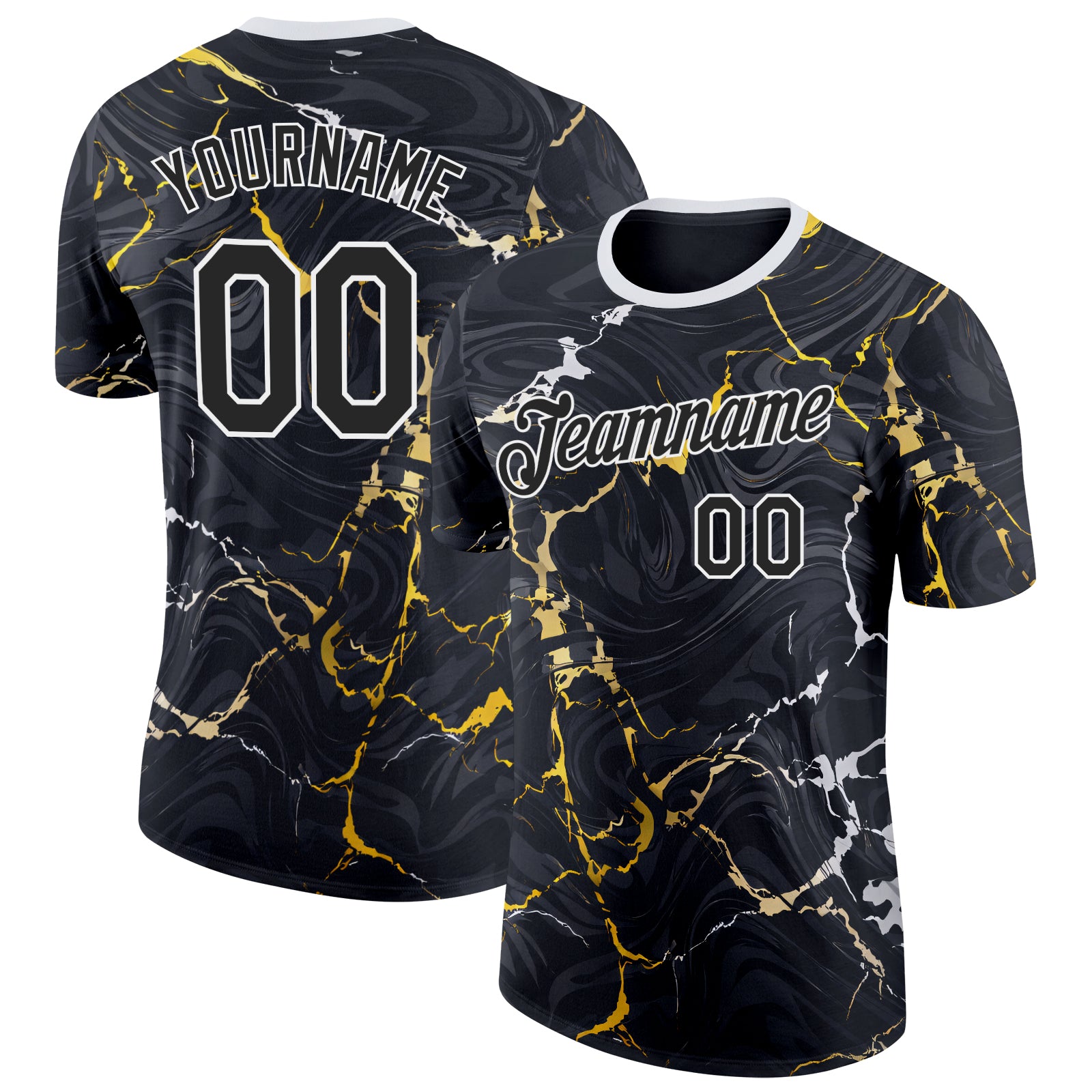FansIdea Custom Black Yellow-White Bowling Lightning Performance T-Shirt - $14.99 at Proof Eyewear