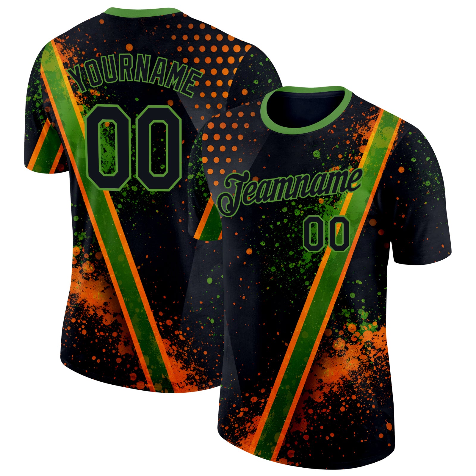 FansIdea Custom Black Orange-Green Bowling Splash Ink Performance T-Shirt - $14.99 at Proof Eyewear