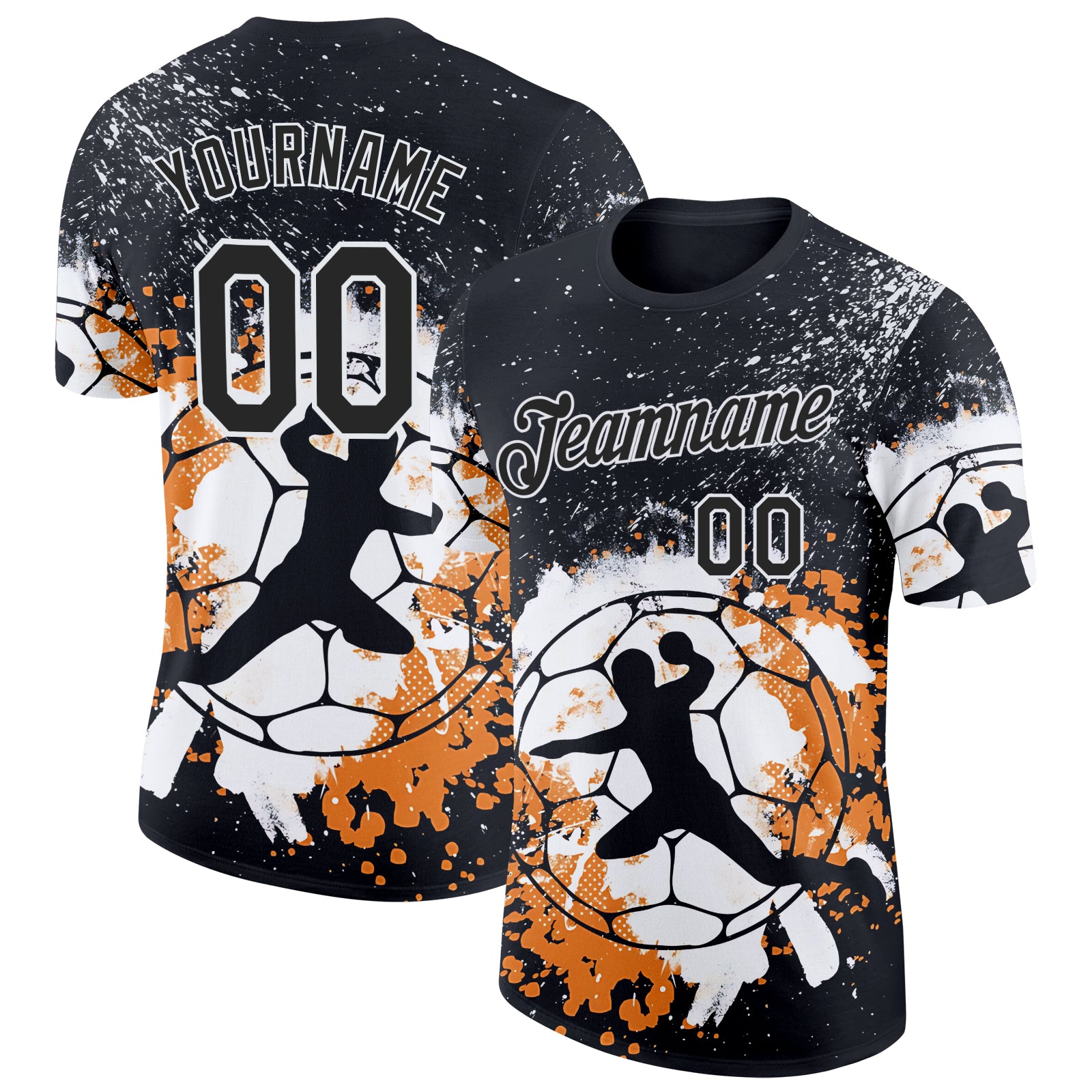 FansIdea Custom Black Orange-White Handball Grunge Performance T-Shirt - $14.99 at Proof Eyewear