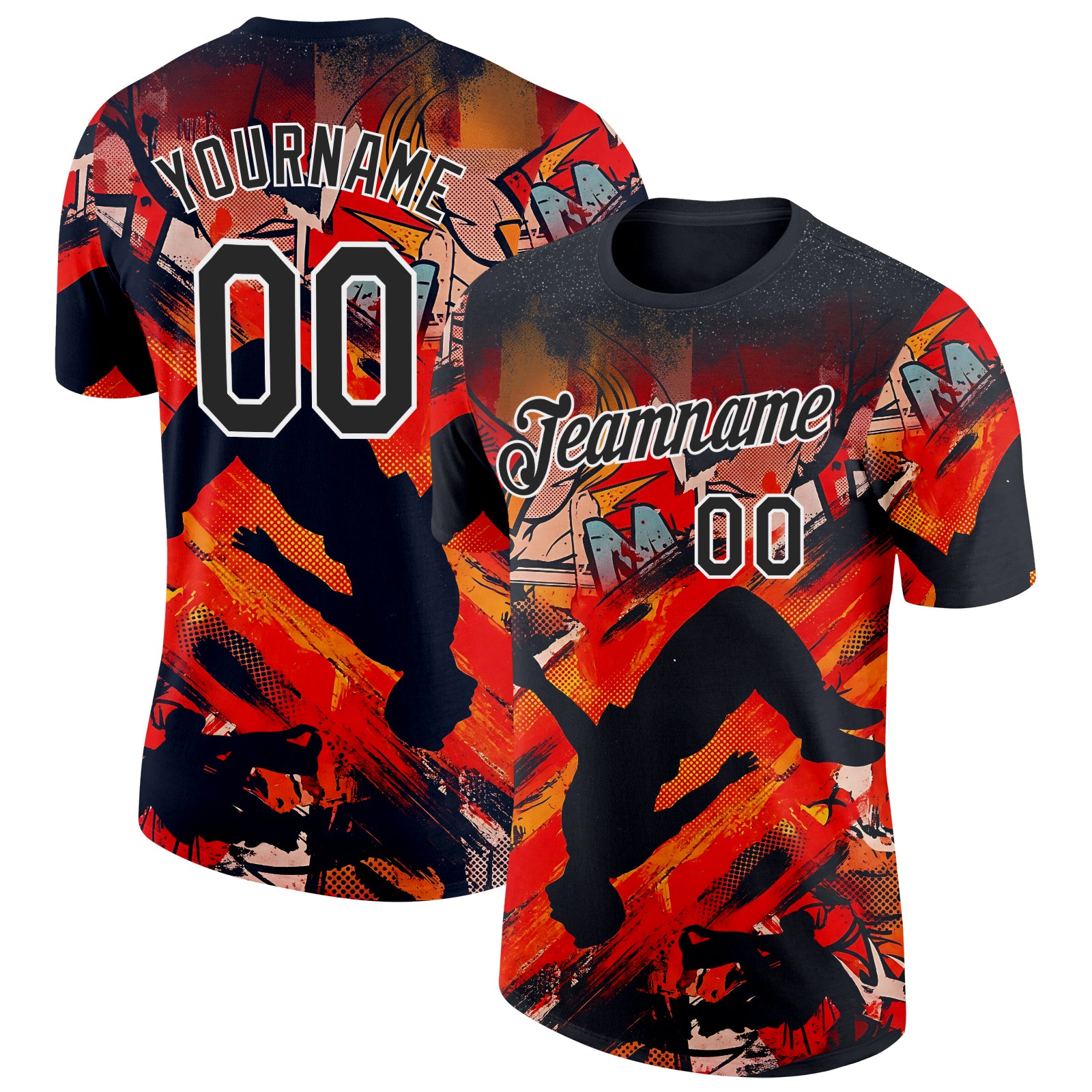 FansIdea Custom Black Red Yellow-White Parkour Streetwear Performance T-Shirt - $14.99 at Proof Eyewear