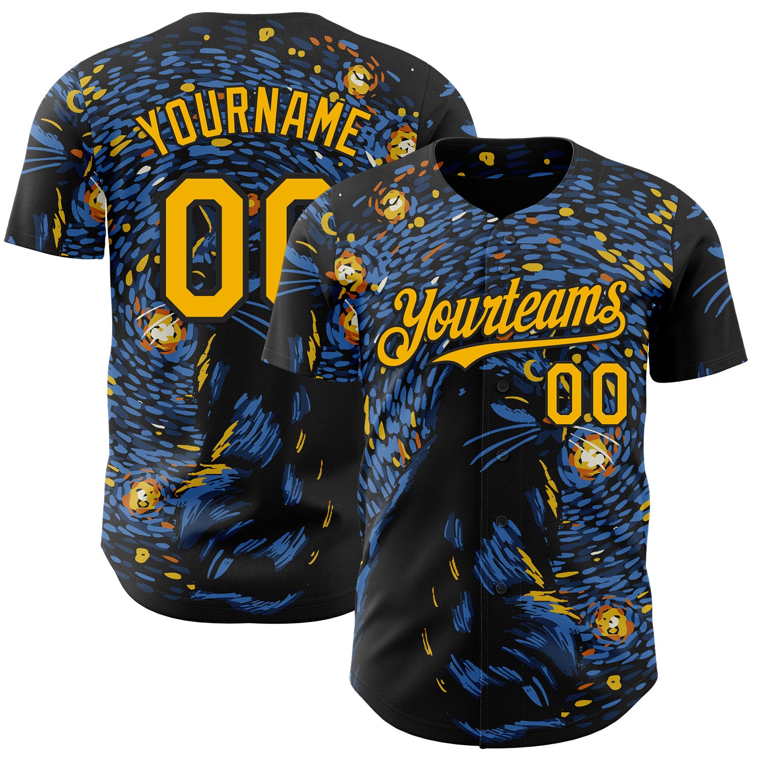 Fansidea-group-collabs Custom Blue Gold-Black 3D Tobe Fonseca Luna Dreams Starry Night Authentic Baseball Jersey - $34.99 at Proof Eyewear