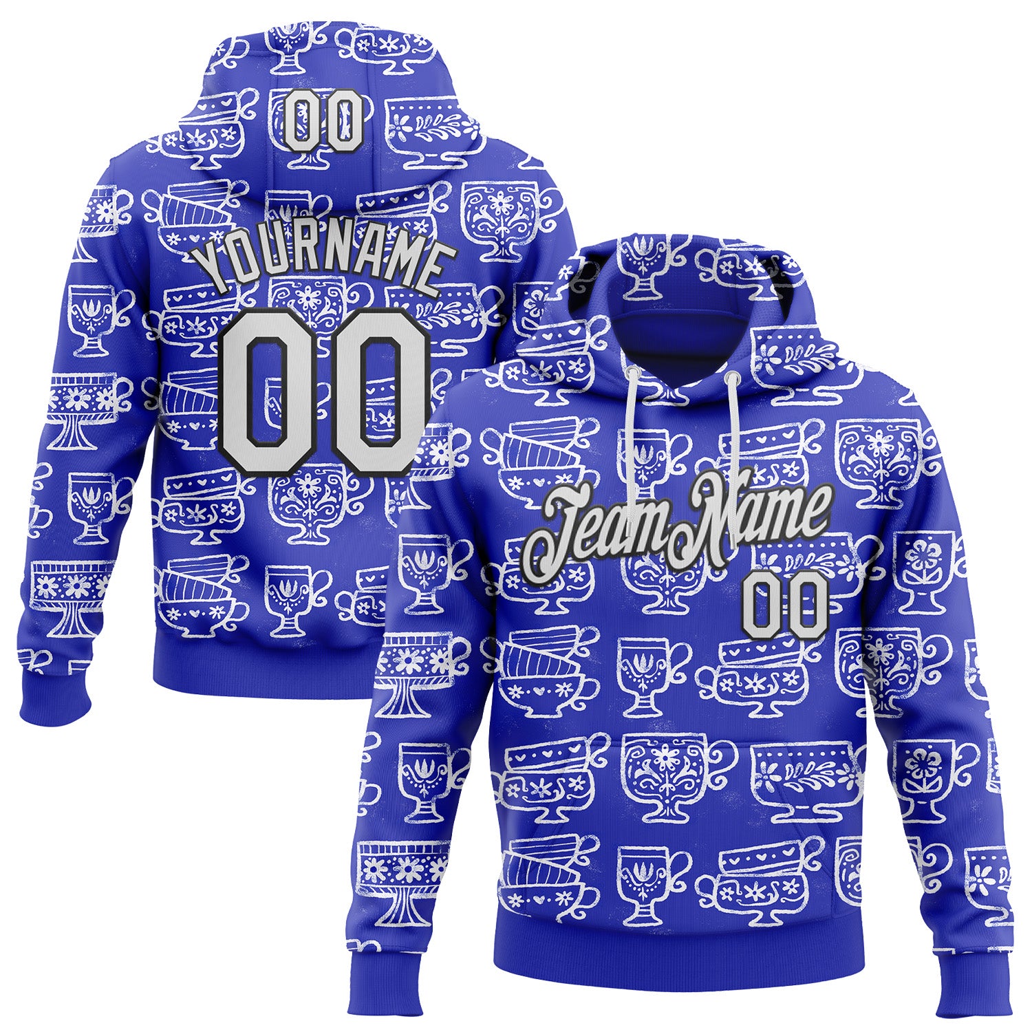 Fansidea-artist-collabs Custom Stitched Blue White-Black 3D Emi Bee Fika Mugs Sports Pullover Sweatshirt Hoodie - $37.99 at Proof Eyewear