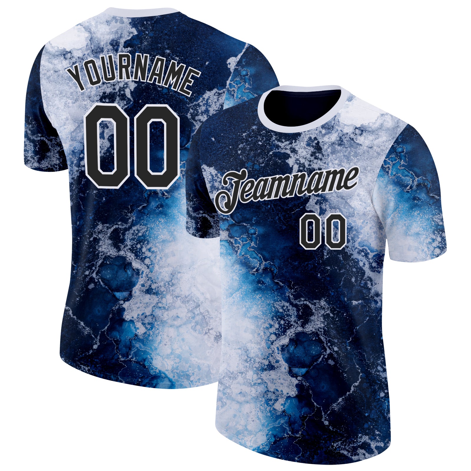 FansIdea Custom Blue Black-White Bowling Wave Performance T-Shirt - $14.99 at Proof Eyewear