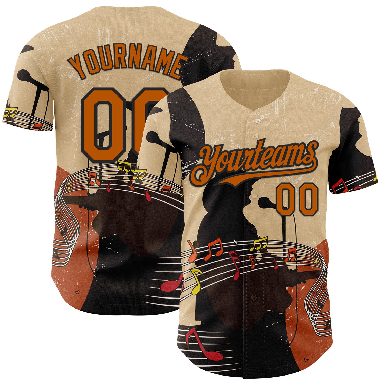 FansIdea Custom City Cream Texas Orange-Black Texas Guitar City Edition Authentic Baseball Jersey - $29.99 at Proof Eyewear