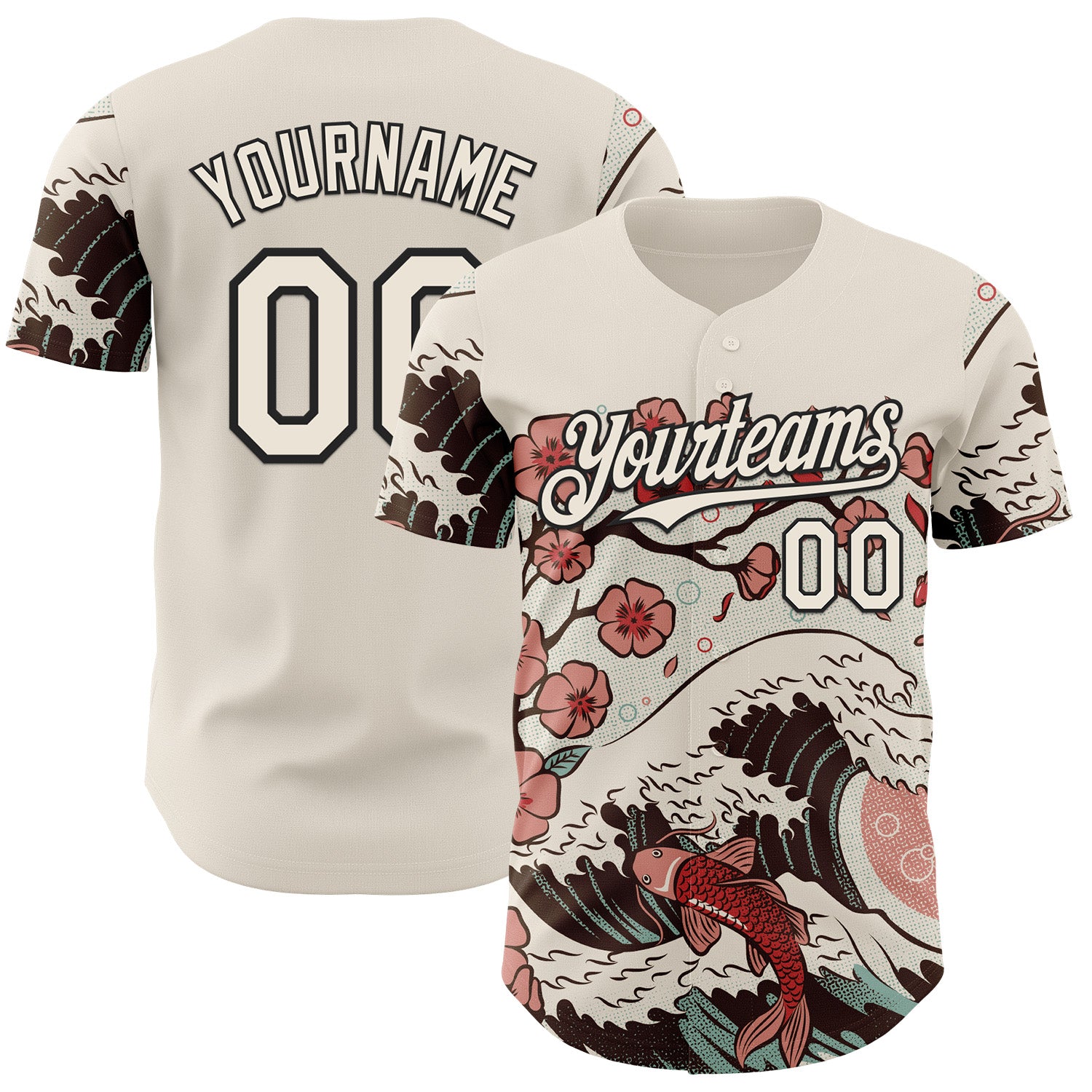 Fansidea-group-collabs Custom Cream Cream-Black 3D Tobe Fonseca Japanese Anime Koi Flower Authentic Baseball Jersey - $34.99 at Proof Eyewear