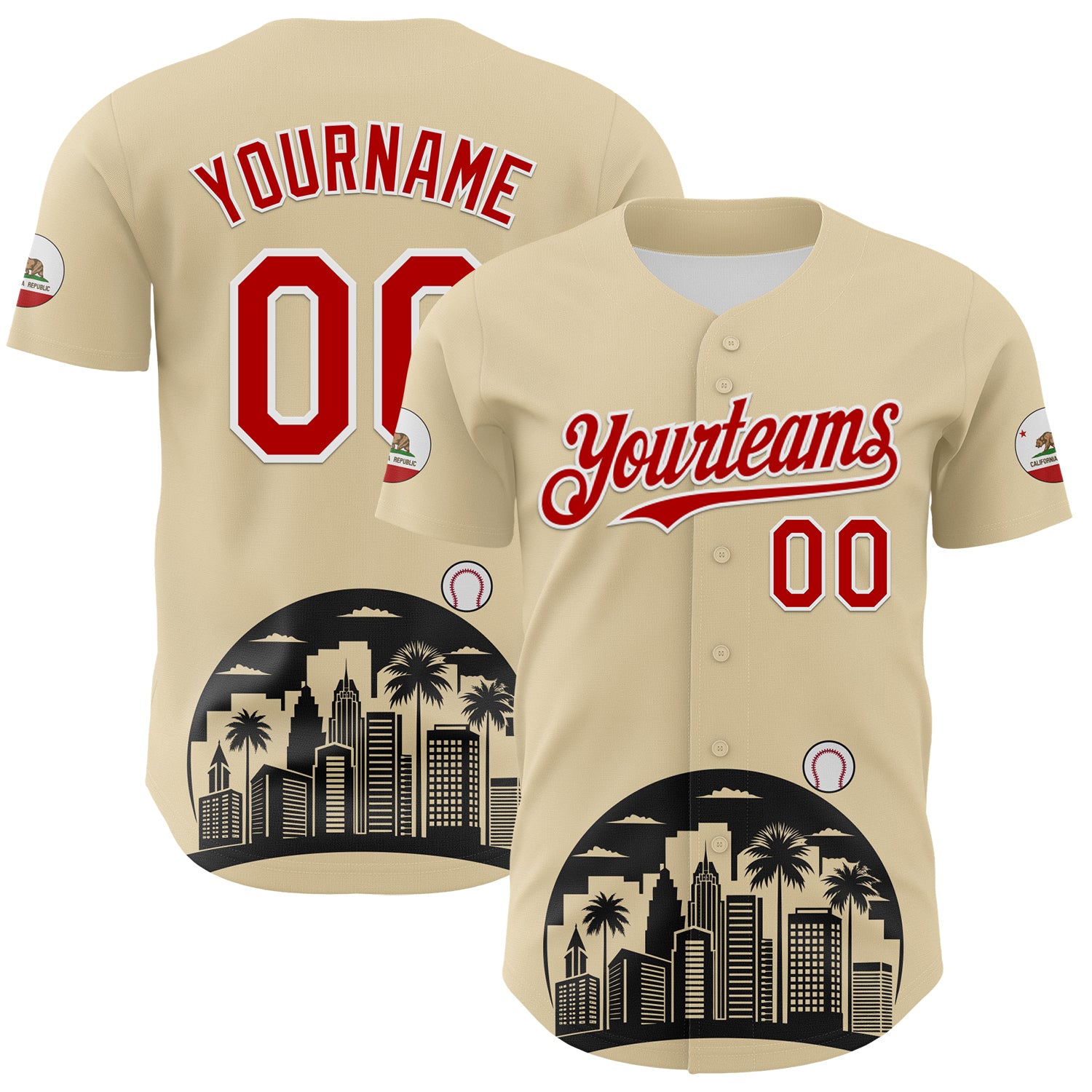 Custom Cream Red Black-White 3D Urban City Edition Sports Authentic Baseball Jersey
