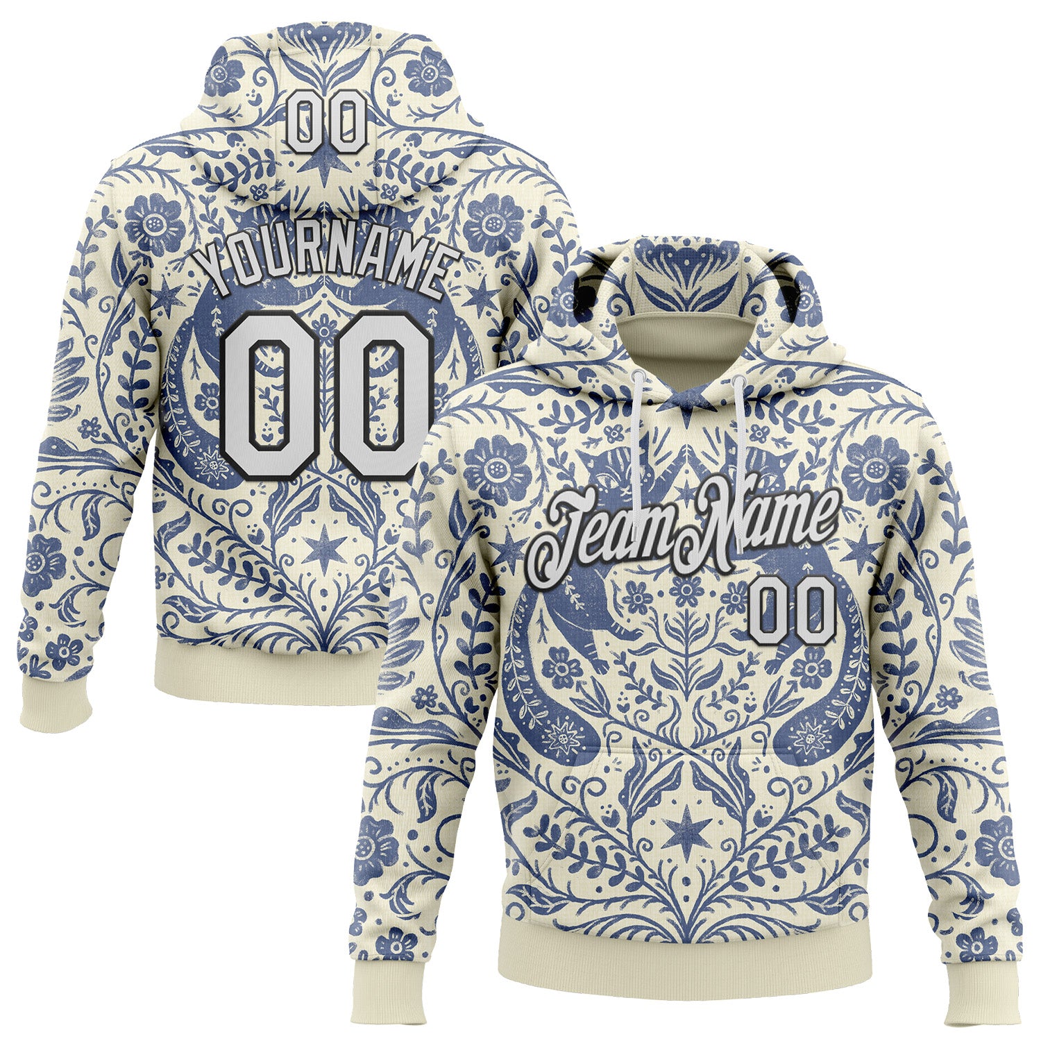 Fansidea-artist-collabs Custom Stitched Cream White-Black 3D Emi Bee Refined Bohemian Cats Sports Pullover Sweatshirt Hoodie - $37.99 at Proof Eyewear