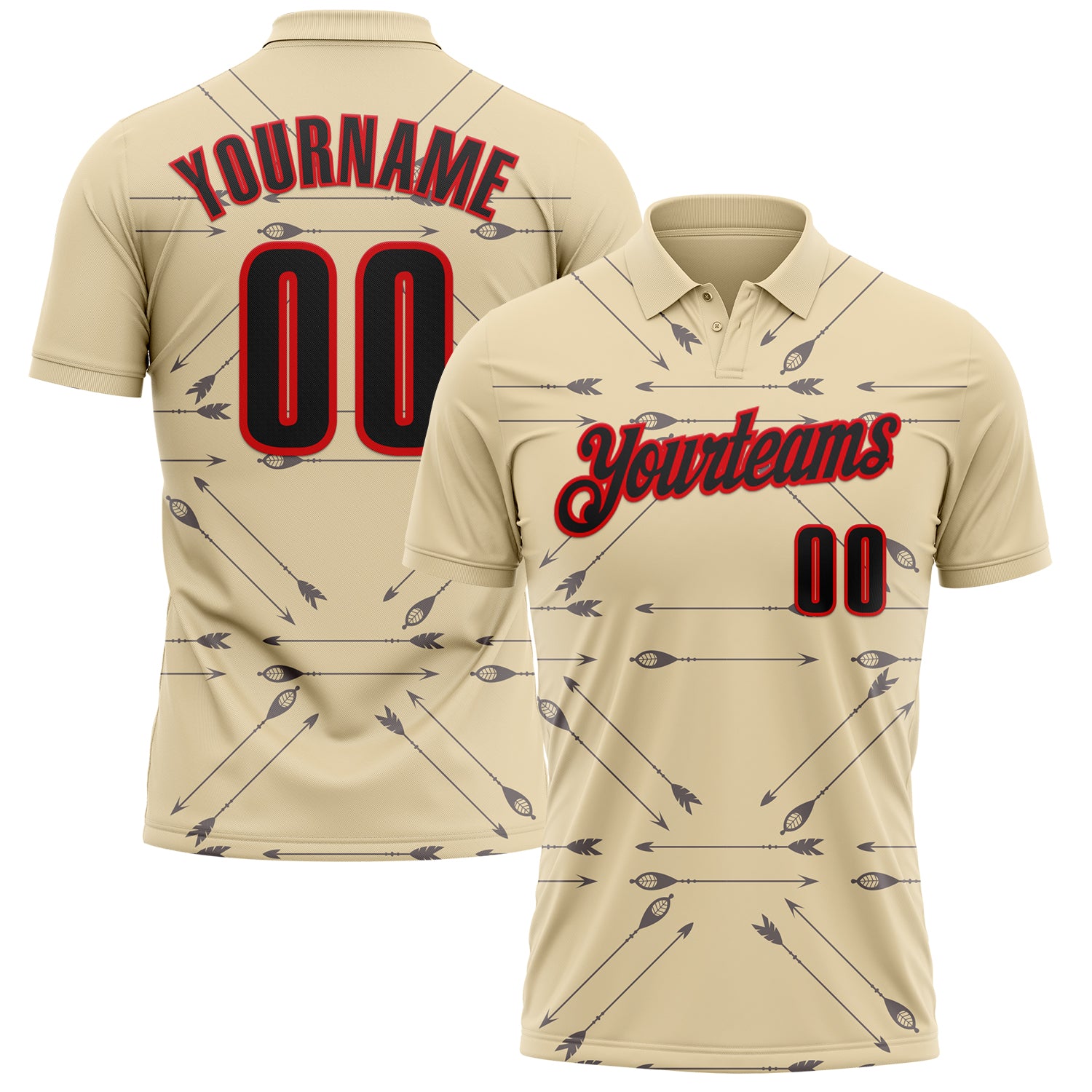 FansIdea Custom Cream Black-Fire Red Arrow Archery Performance Polo Shirt - $19.99 at Proof Eyewear