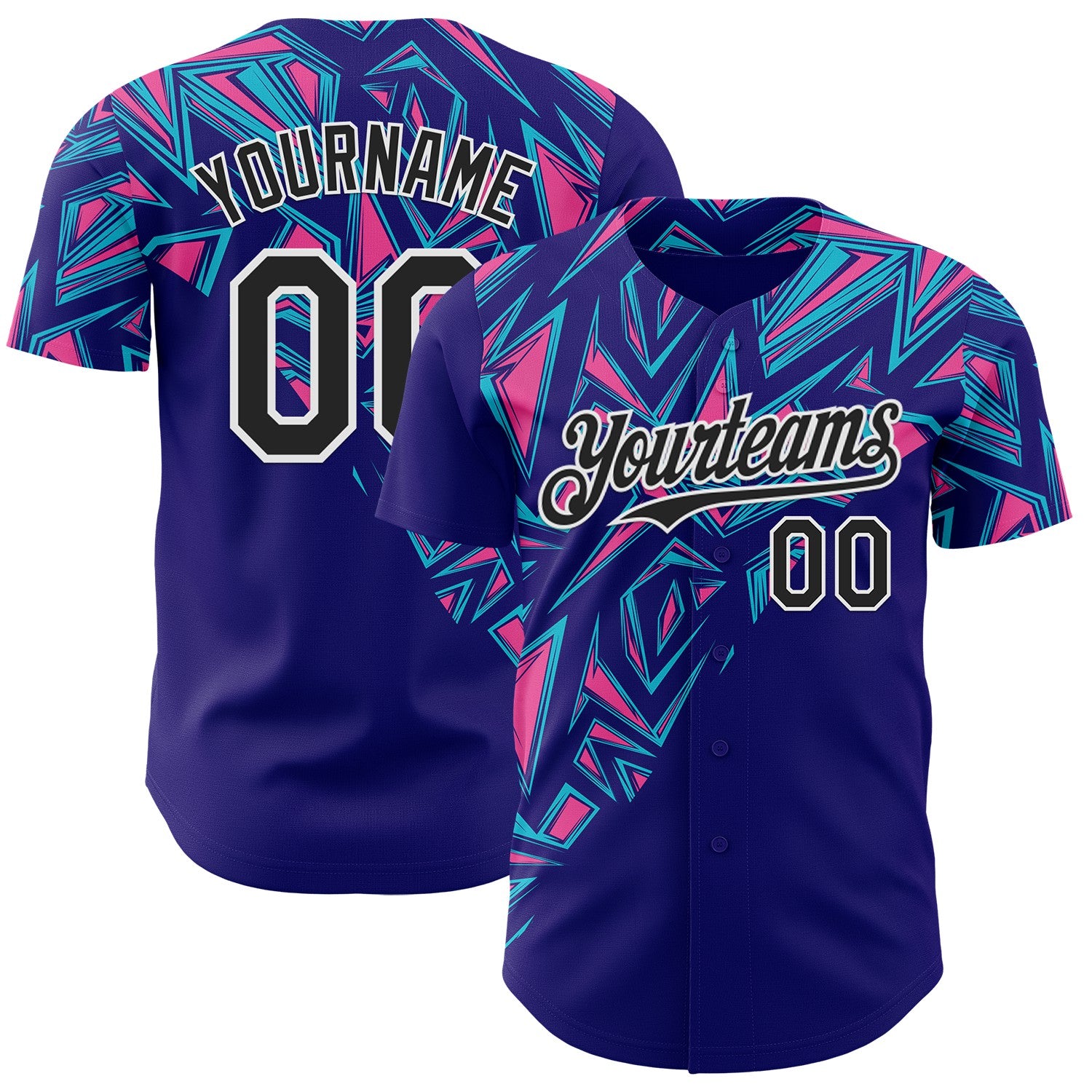 FansIdea Custom Dark Purple Black-White Geometric Patchwork Asymmetry Authentic Baseball Jersey - $29.99 at Proof Eyewear