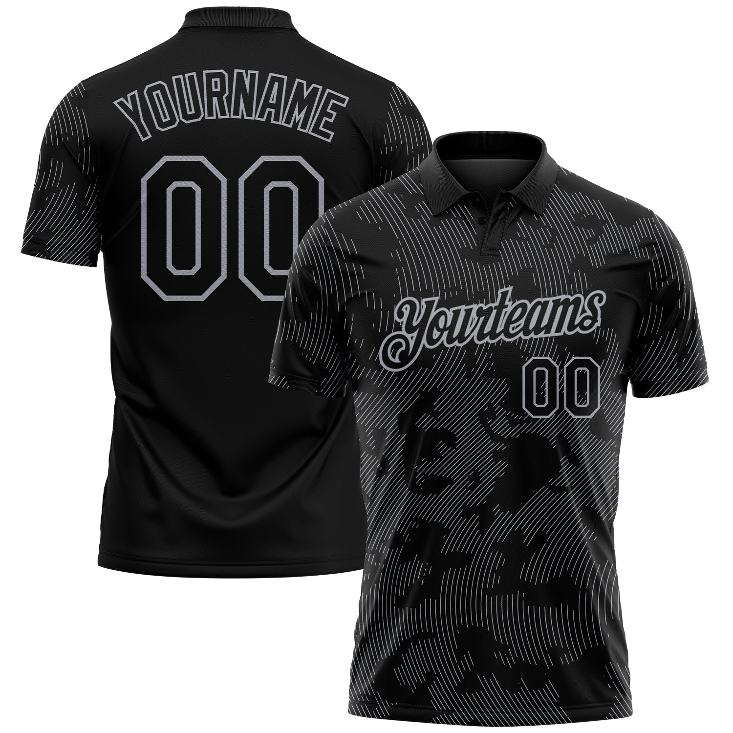 FansIdea Custom Black-Gray 3D Pattern Abstract Fluid Line Performance Polo Shirt - $19.99 at Proof Eyewear