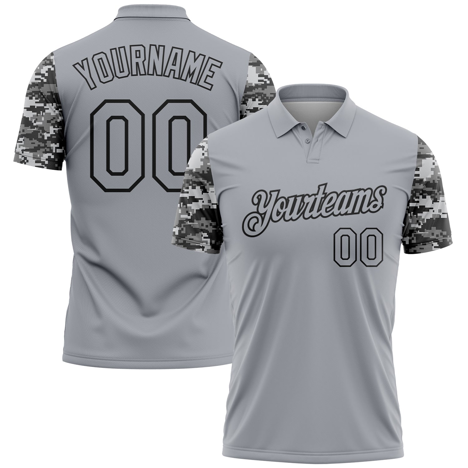FansIdea Custom Gray-Black Camo Two Tone Performance Polo Shirt - $19.99 at Proof Eyewear