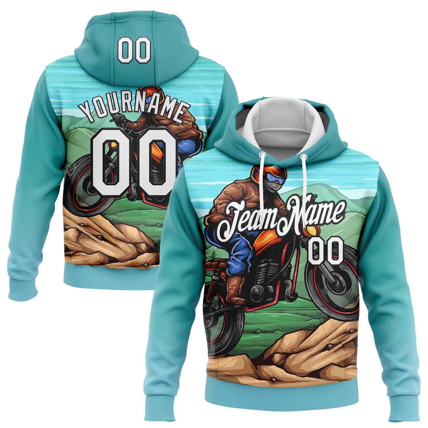 FansIdea Custom Stitched Green White-Black 3D Pattern Design Motorcycle Motocross Racing Sports Pullover Sweatshirt Hoodie - $32.99 at Proof Eyewear