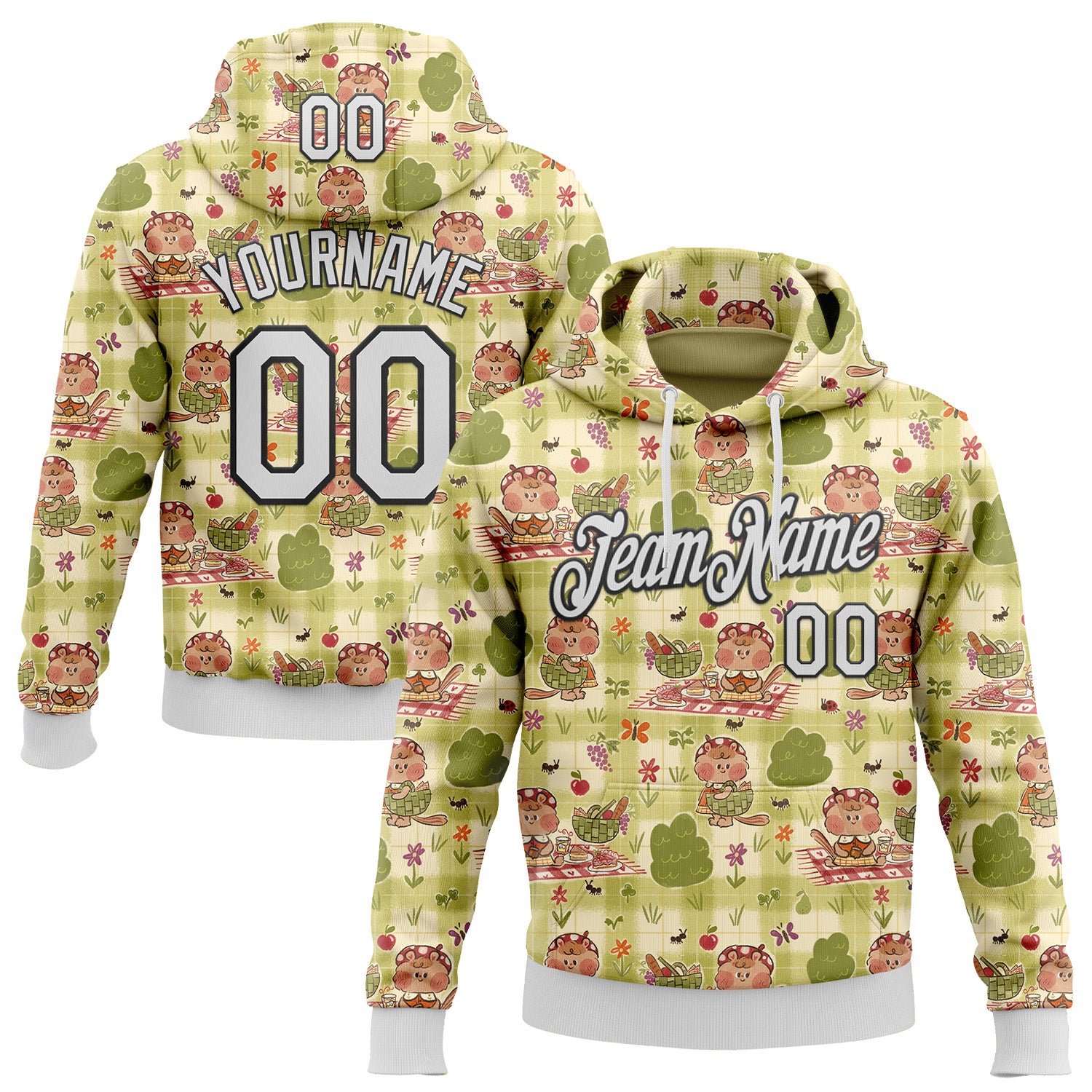 Fansidea-artist-collabs Custom Stitched Green White-Black 3D Emi Bee Summer Picnic Sports Pullover Sweatshirt Hoodie - $37.99 at Proof Eyewear