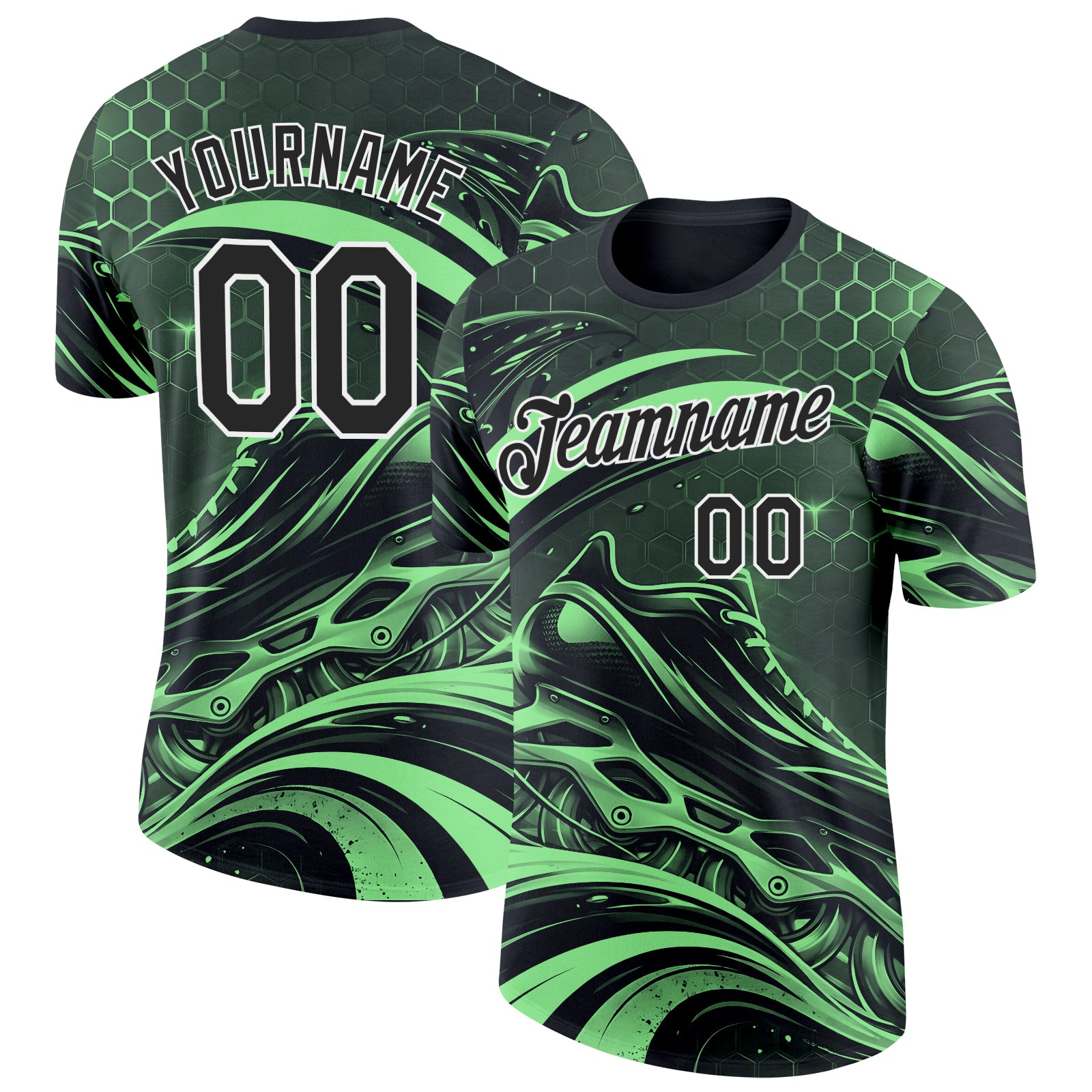 FansIdea Custom Green Black-White Inline Skating Performance T-Shirt - $14.99 at Proof Eyewear
