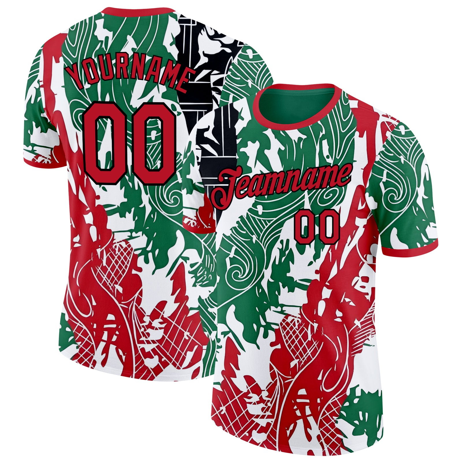FansIdea Custom Green Red Black-White Jordan Abstract Soccer Jersey Performance T-Shirt - $14.99 at Proof Eyewear