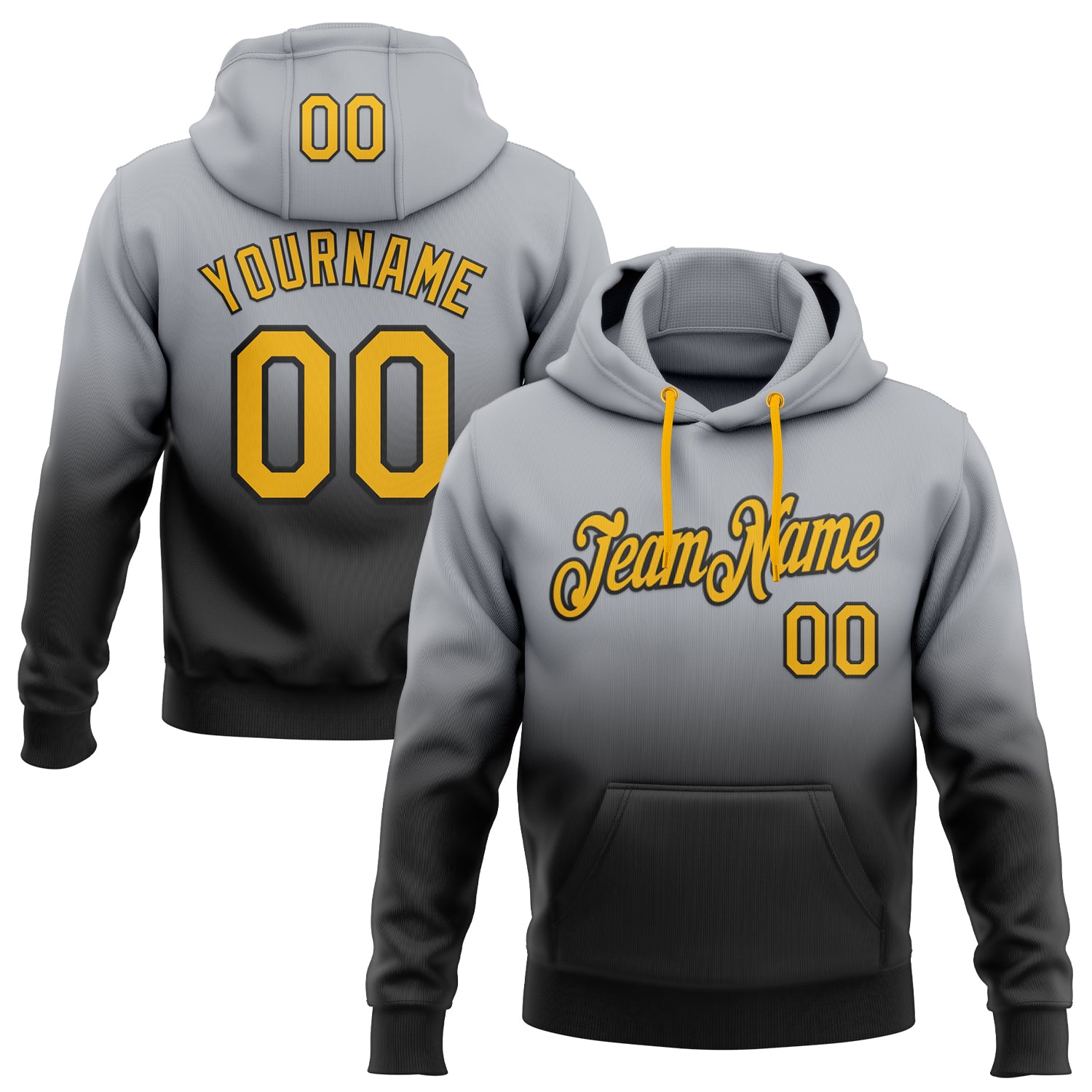FansIdea Custom Stitched Gray Gold-Black Fade Fashion Sports Pullover Sweatshirt Hoodie - $29.99 at Proof Eyewear