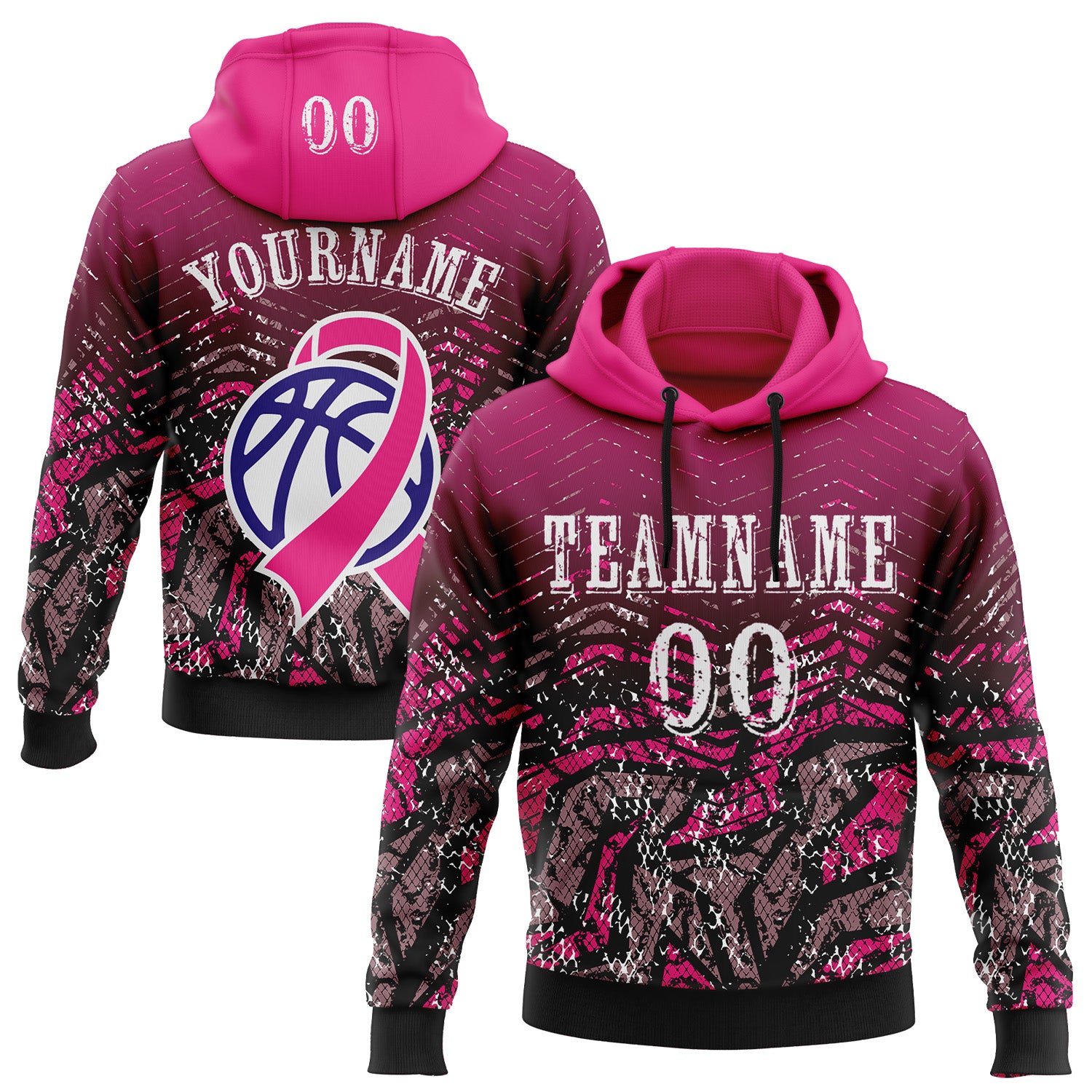 FansIdea Custom Hot Pink White-Black 3D Pink Ribbon Breast Cancer Awareness Women Health Care Support Sports Pullover Sweatshirt Hoodie - $32.99 at Proof Eyewear