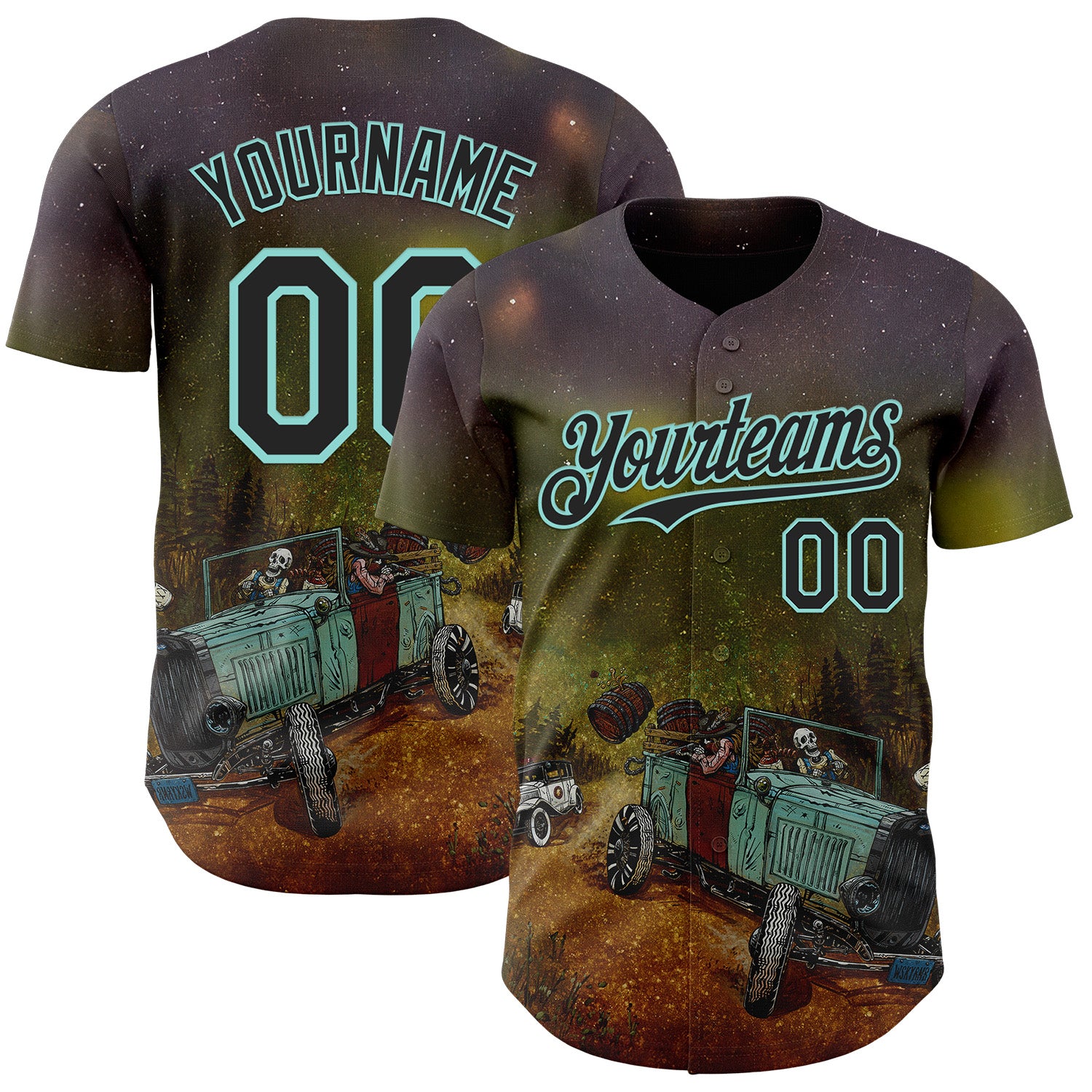 Fansidea-artist-collabs Custom Steel Gray Black Green Brown-Ice Blue David Lozeau Whisky Runner Authentic Baseball Jersey - $34.99 at Proof Eyewear