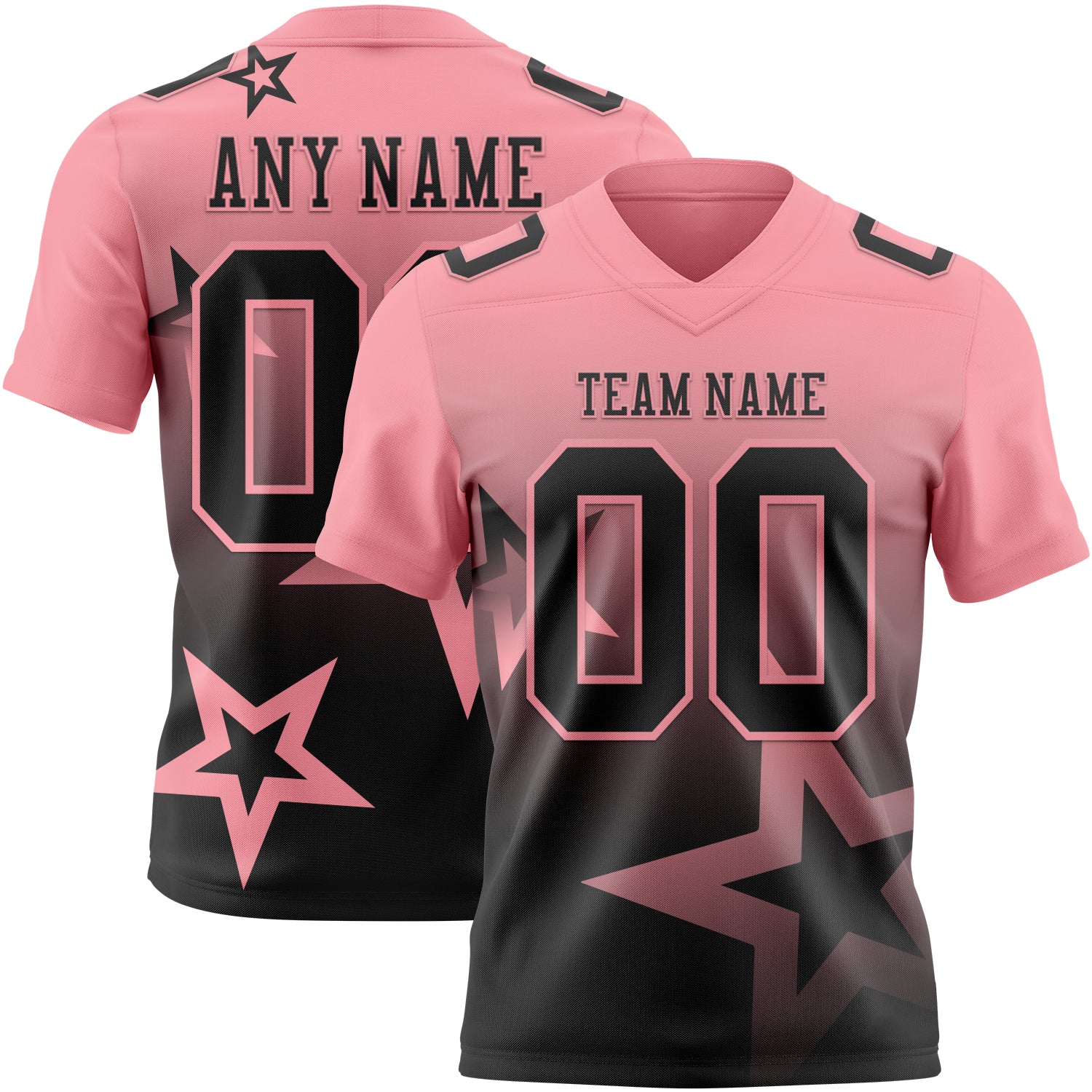 FansIdea Custom Medium Pink-Black Authentic Gradient Style Twinkle Star Football Jersey - $19.99 at Proof Eyewear