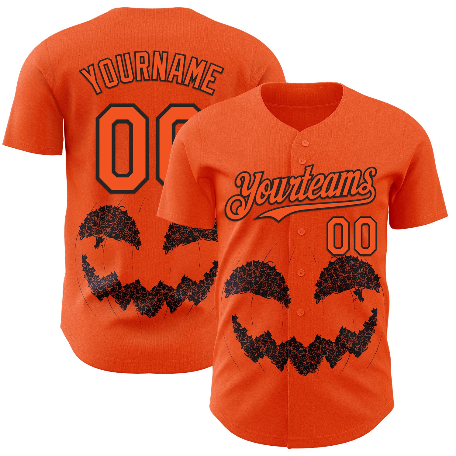 Fansidea-group-collabs Custom Orange Orange-Black 3D Tobe Fonseca Halloween Pumpkin Cat Authentic Baseball Jersey - $34.99 at Proof Eyewear