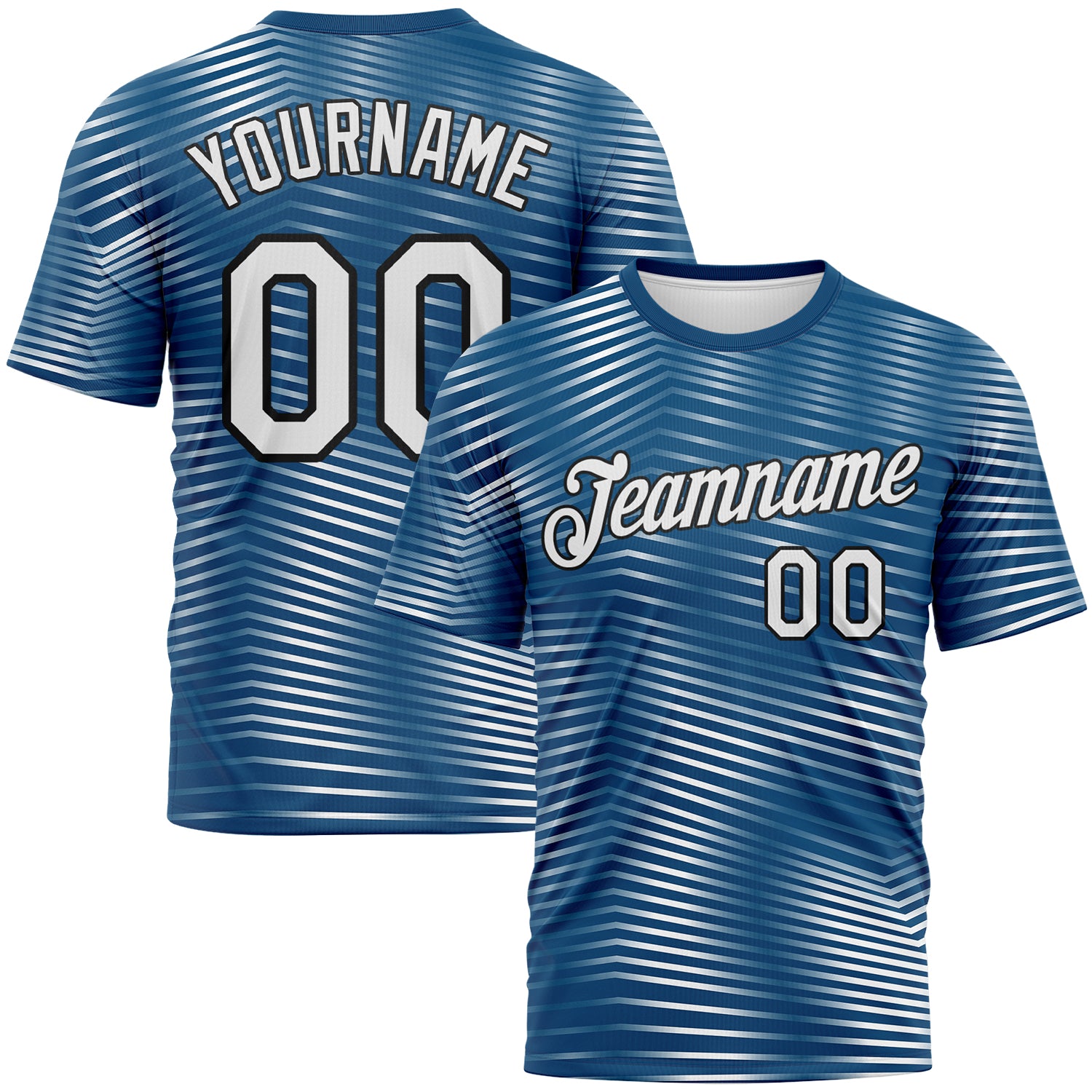 FansIdea Custom Panther Blue White-Black Motion Stripe Morden Wave Performance T-Shirt - $14.99 at Proof Eyewear