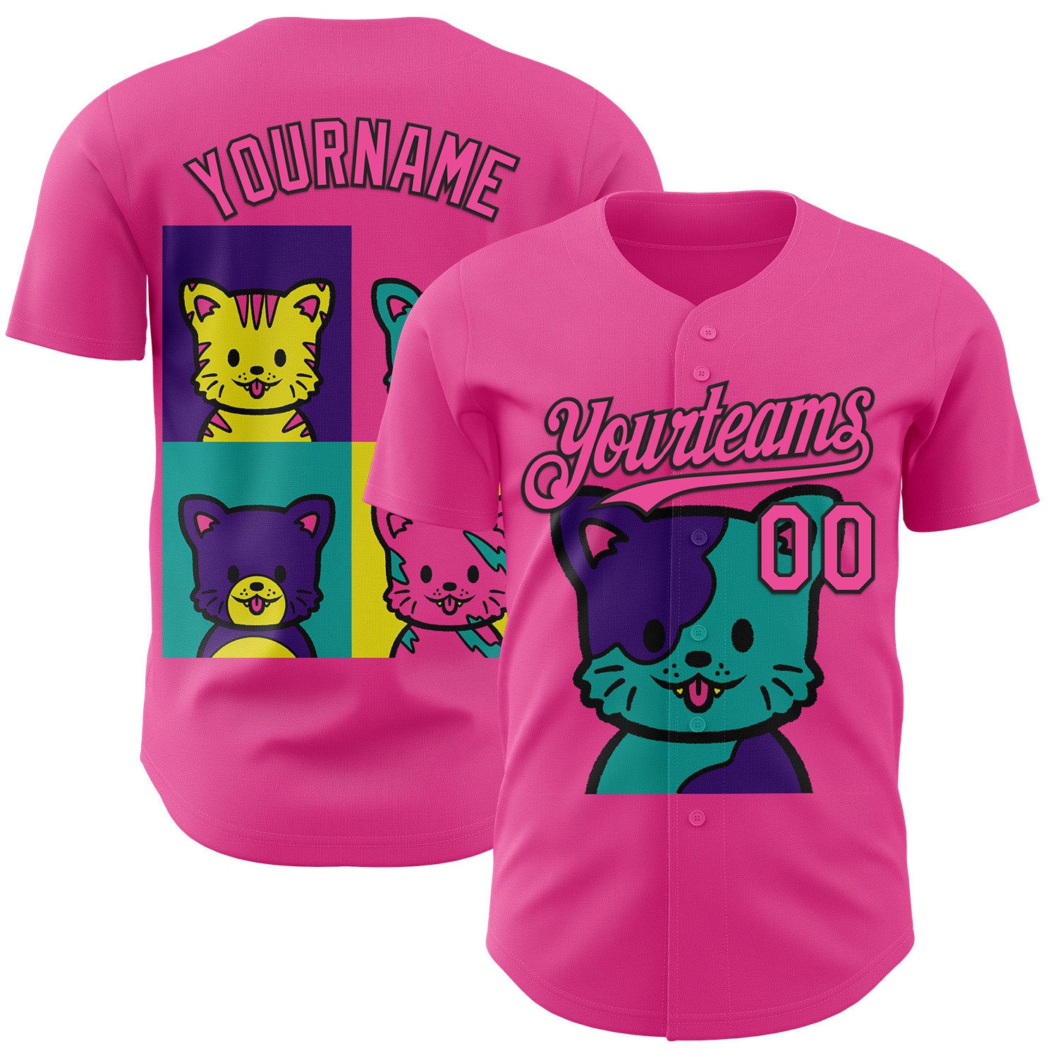 Fansidea-group-collabs Custom Pink Pink-Black 3D Tobe Fonseca Cat Warhol Pop Art Authentic Baseball Jersey - $34.99 at Proof Eyewear
