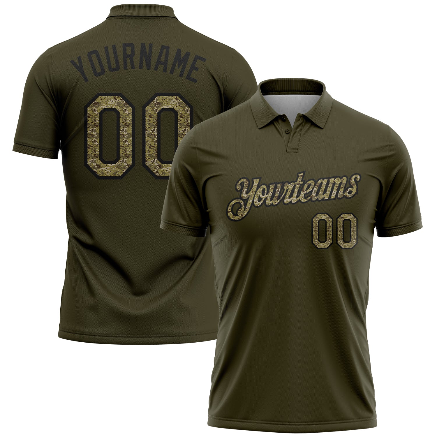 FansIdea Custom Olive Camo-Black Salute To Service Performance Polo Shirt - $19.99 at Proof Eyewear