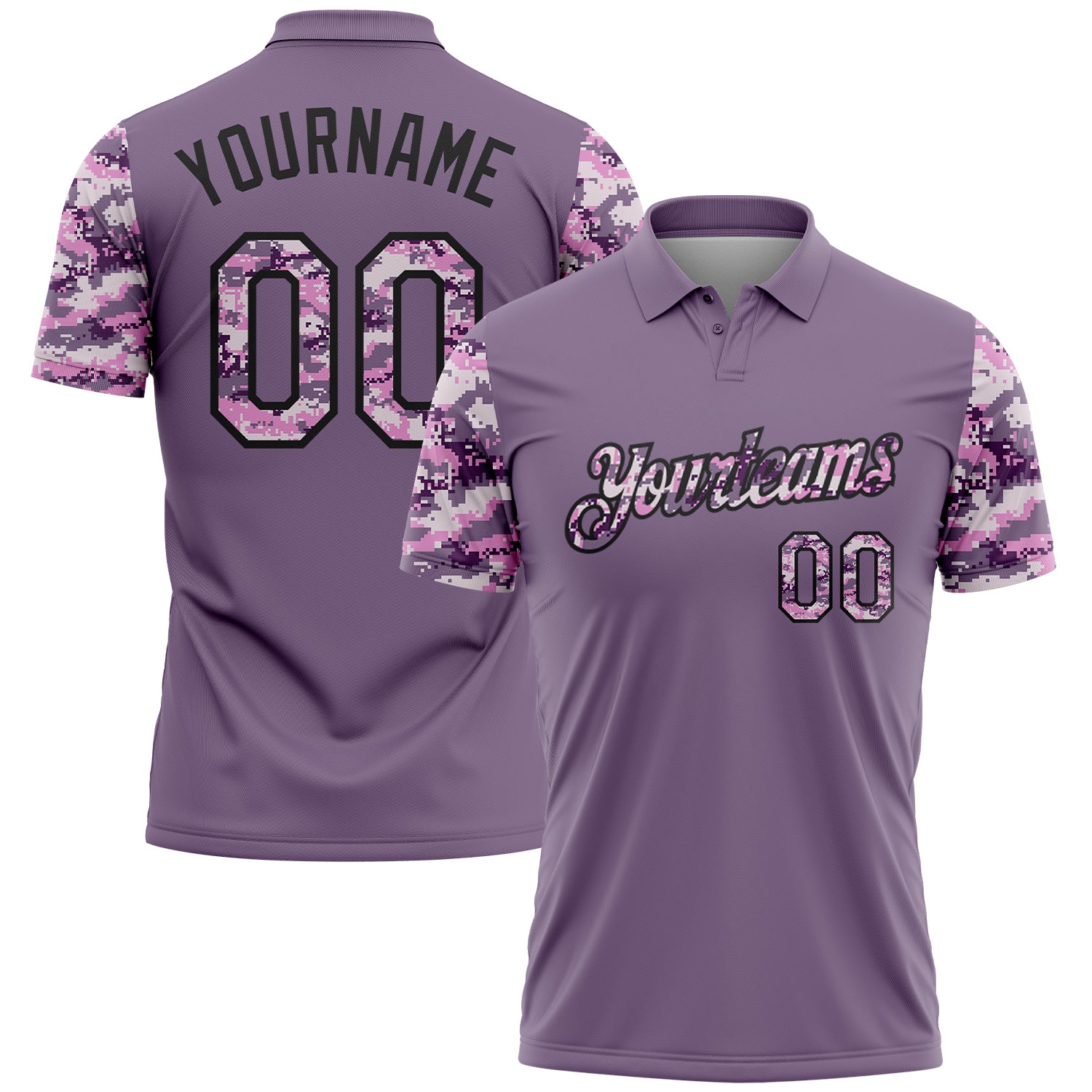 FansIdea Custom Purple Camo-Black Camo Two Tone Performance Polo Shirt - $19.99 at Proof Eyewear