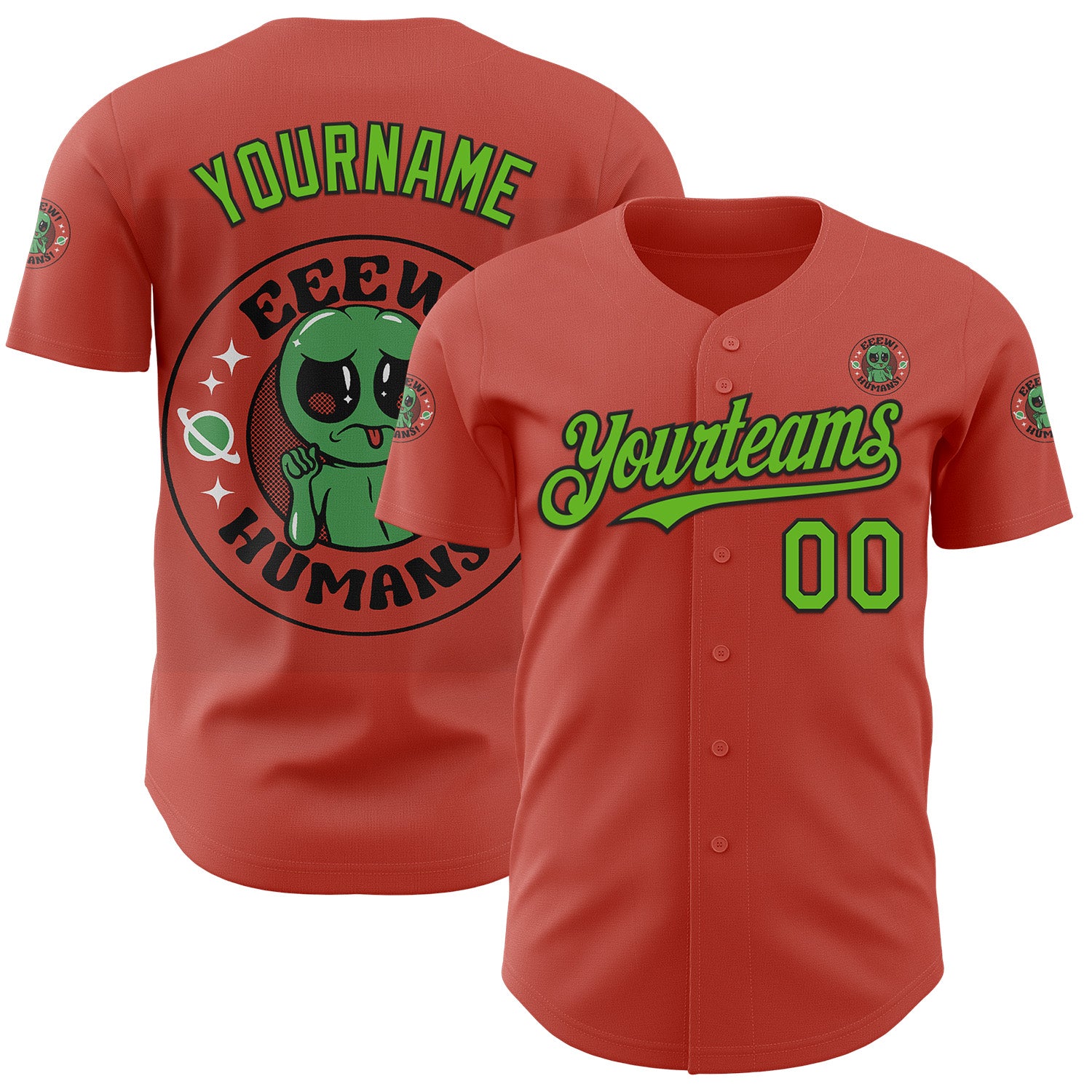 Fansidea-group-collabs Custom Red Aurora Green-Black 3D Tobe Fonseca Eeew Humans Alien Gray ET Authentic Baseball Jersey - $34.99 at Proof Eyewear