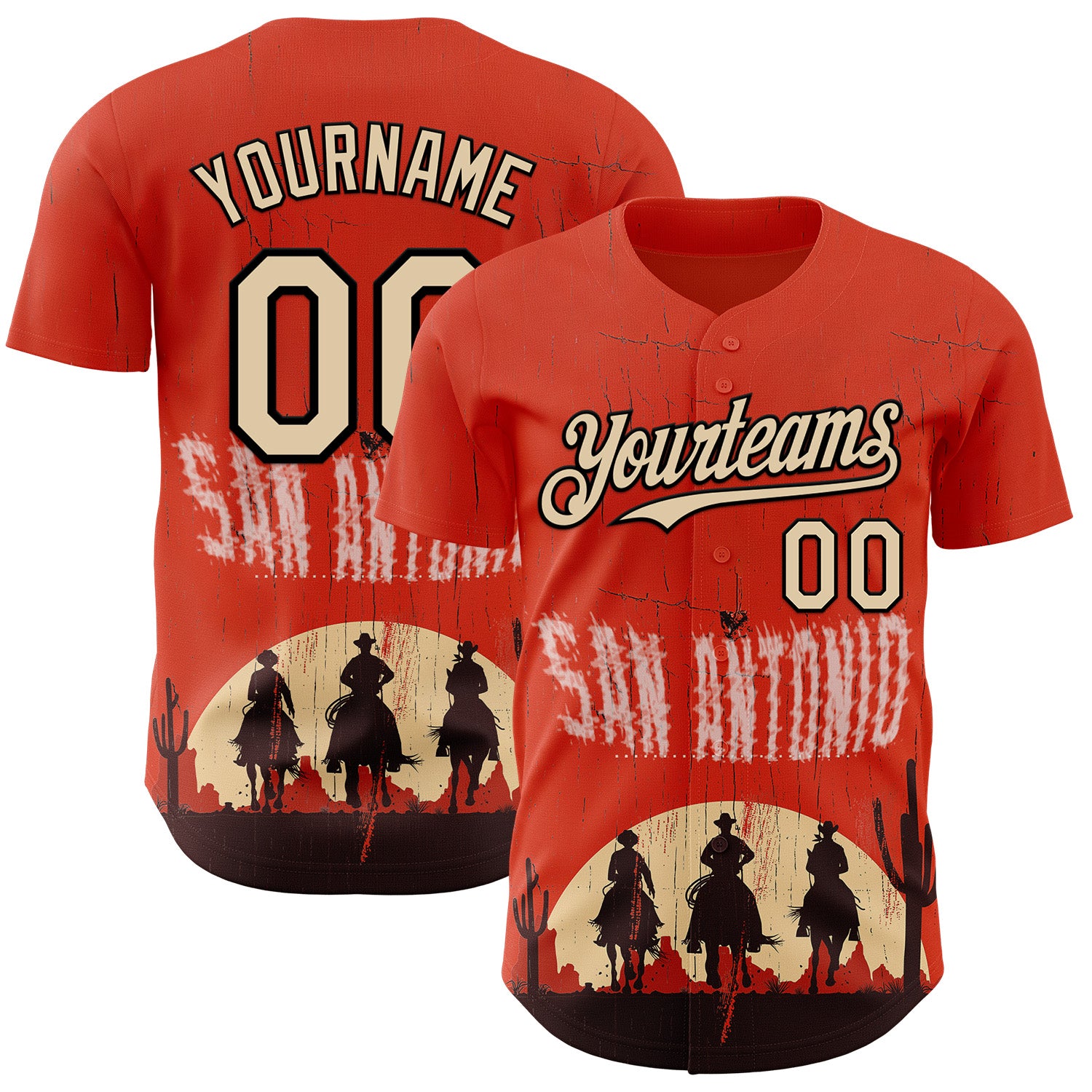 FansIdea Custom Red City Cream-Black San Antonio Texas Western Cowboy City Symbol Authentic Baseball Jersey - $29.99 at Proof Eyewear
