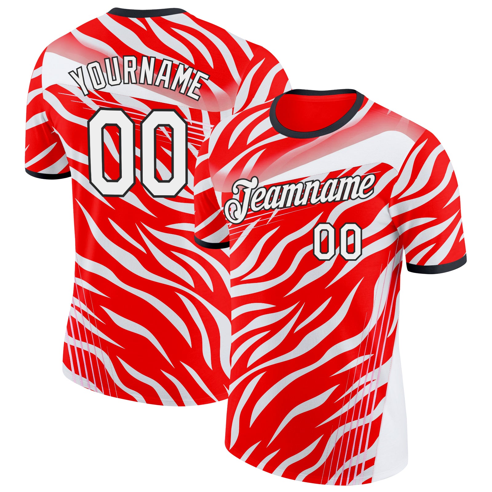 Custom Red White-Black South Korea Tiger Stripe Soccer Jersey Performance T-Shirt