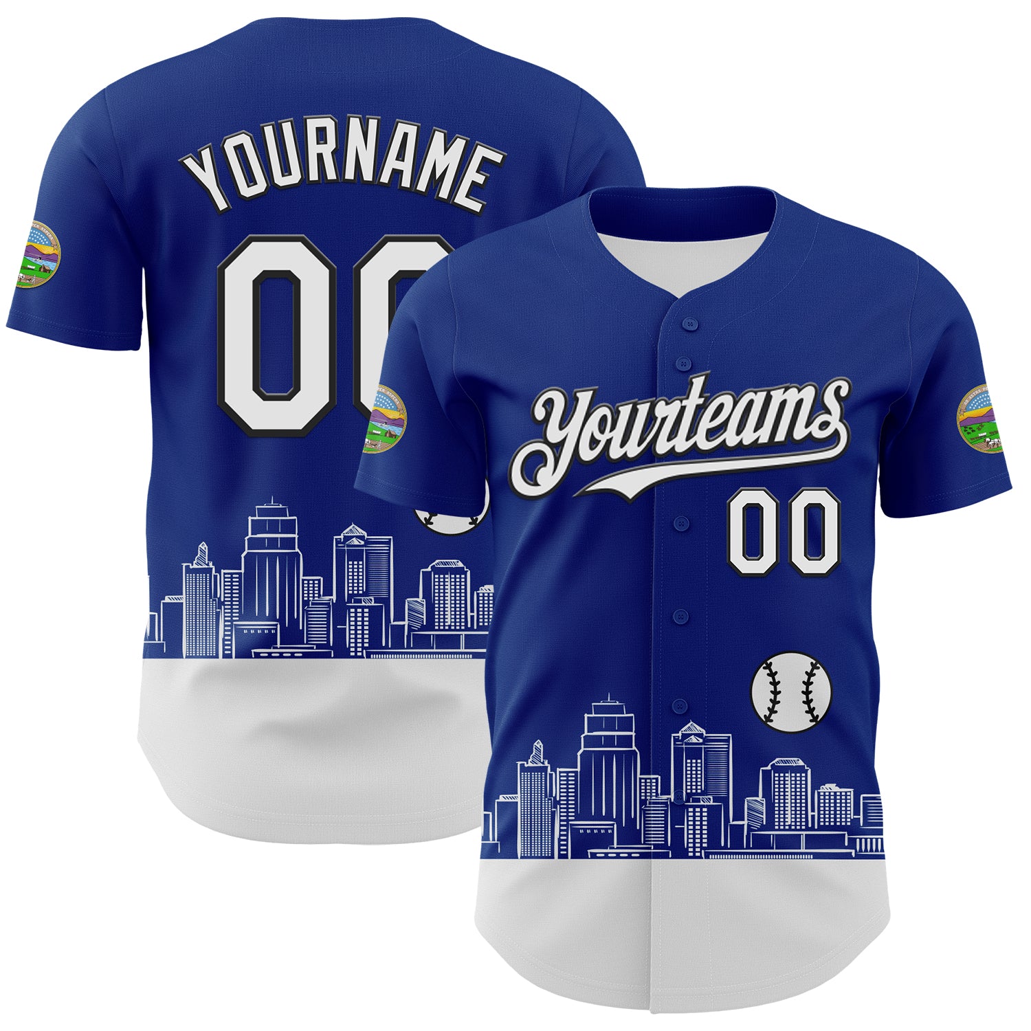 Custom Royal White-Black 3D Urban City Edition Sports Authentic Baseball Jersey
