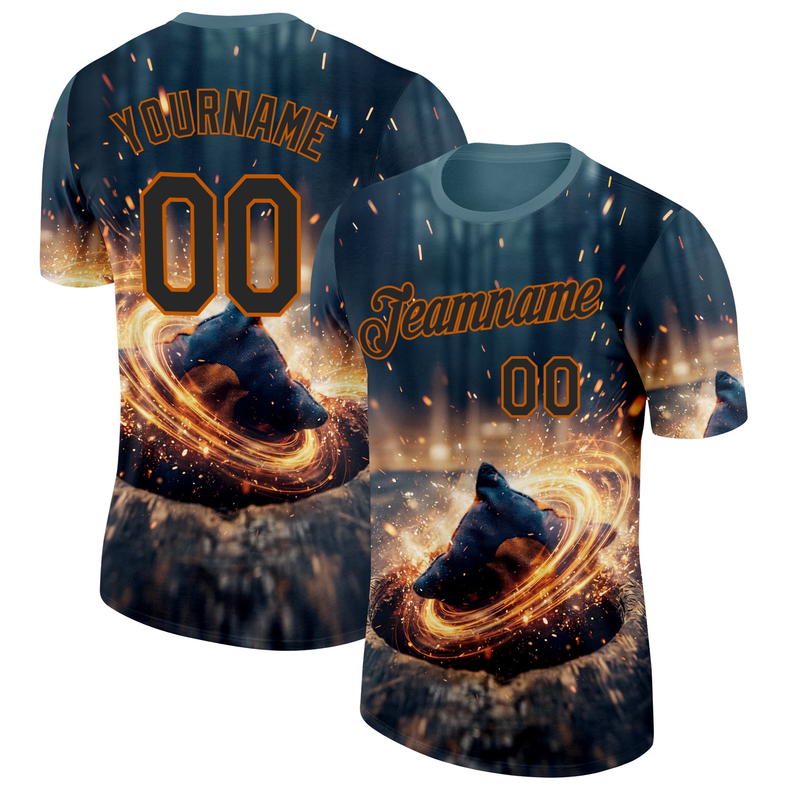 FansIdea Custom Shadow Blue Black-Texas Orange Cornhole Performance T-Shirt - $14.99 at Proof Eyewear