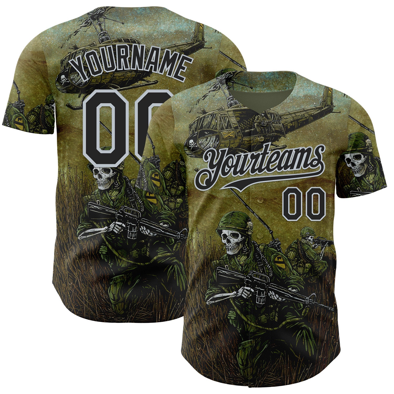 Fansidea-artist-collabs Custom Green Black-Silver David Lozeau 1st Air Cav Authentic Baseball Jersey - $34.99 at Proof Eyewear