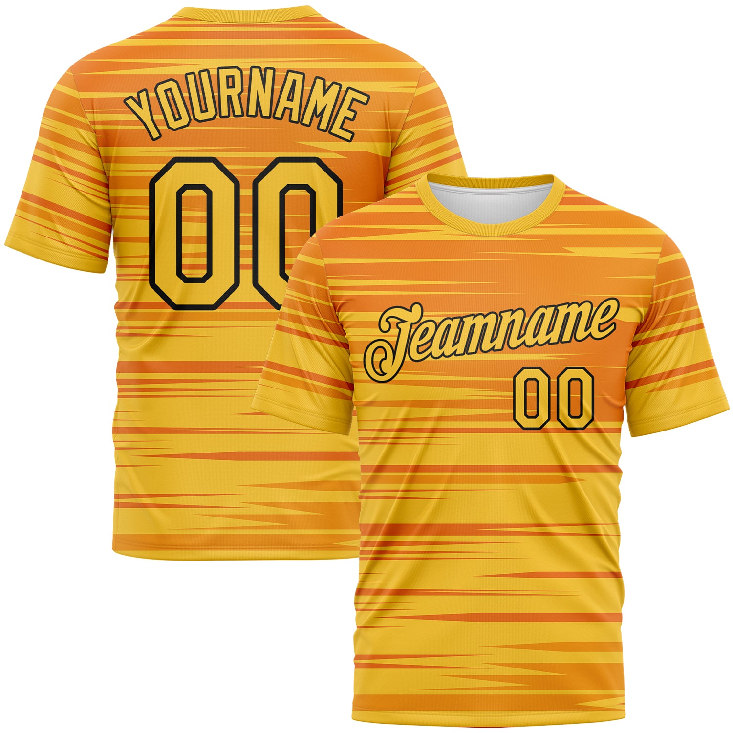FansIdea Custom Bay Orange Gold-Black Dynamic Lineal Stripe Gradient Performance T-Shirt - $14.99 at Proof Eyewear