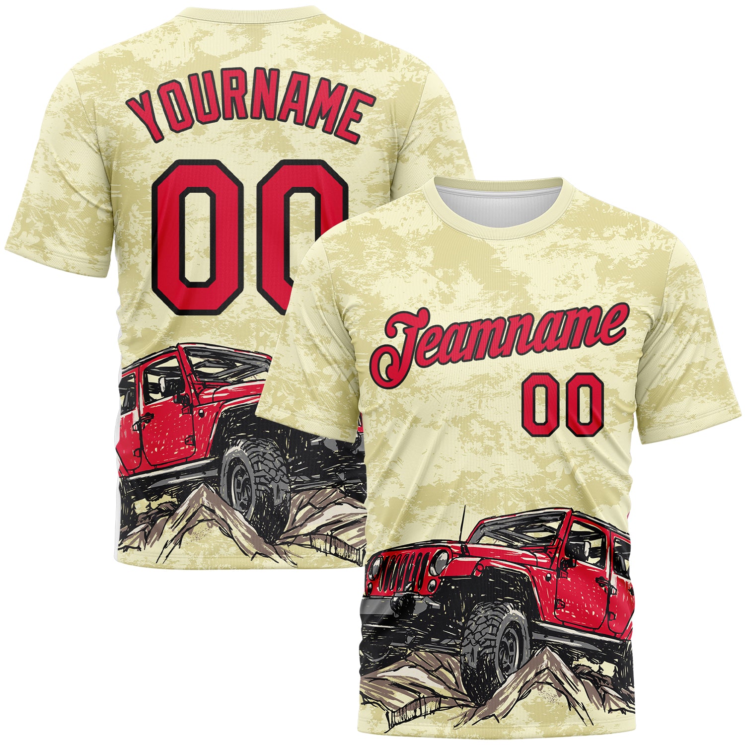 FansIdea Custom City Cream Red-Black Concept Adventure Off Road Performance T-Shirt - $14.99 at Proof Eyewear