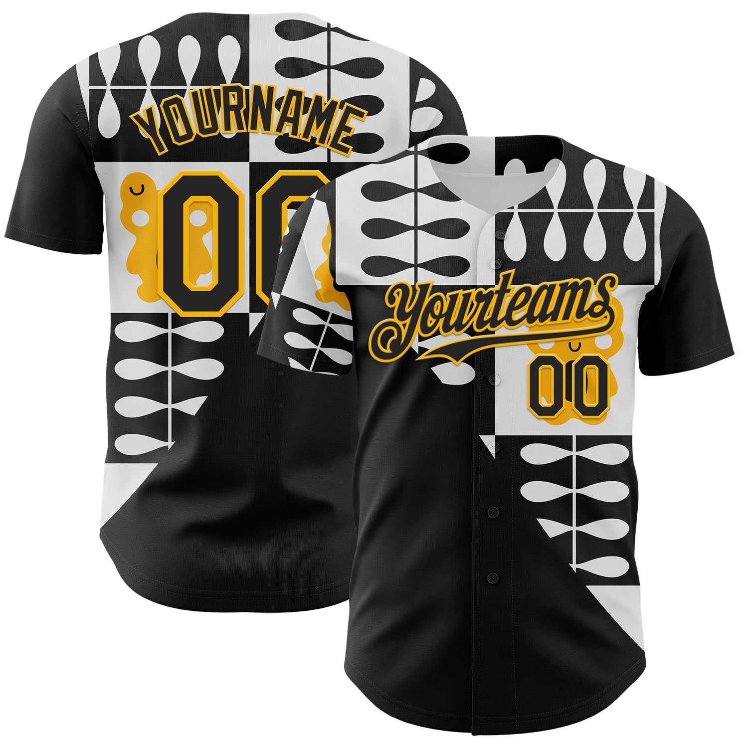 FansIdea Custom White Black-Gold Geometric Patchwork Asymmetry Authentic Baseball Jersey - $29.99 at Proof Eyewear