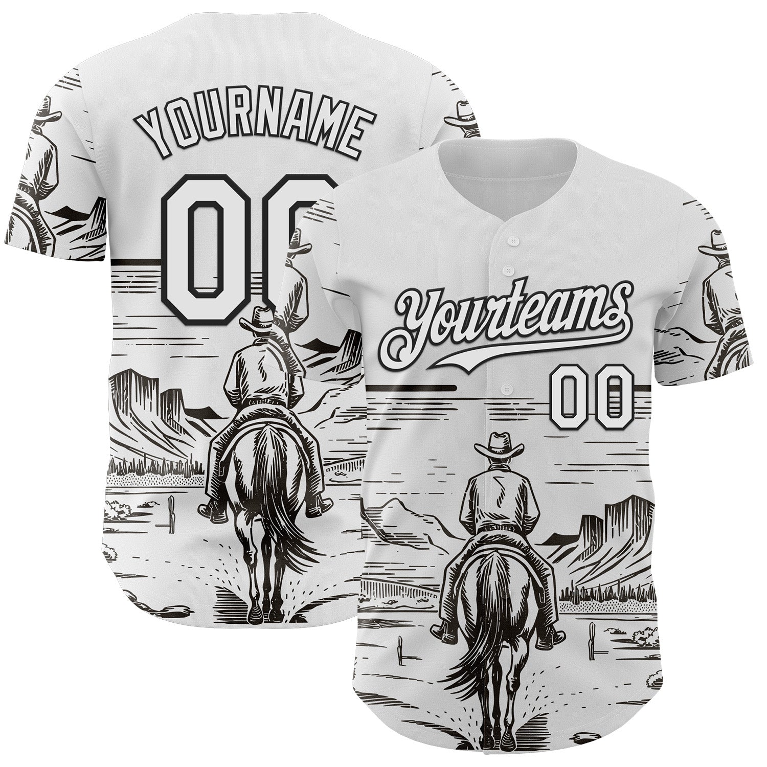 FansIdea Custom White Black Texas Cowboy Landscape City Edition Authentic Baseball Jersey - $29.99 at Proof Eyewear