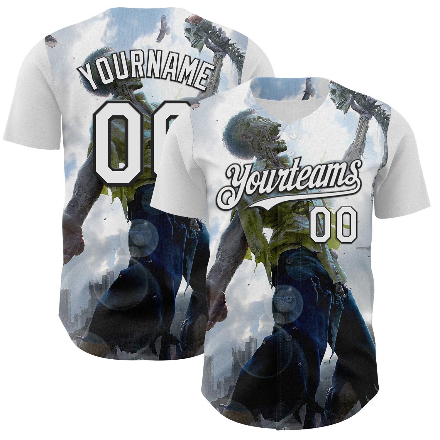 Fansidea-artist-collabs Custom White Black Tom Wood Zombie Scraps Authentic Baseball Jersey - $34.99 at Proof Eyewear
