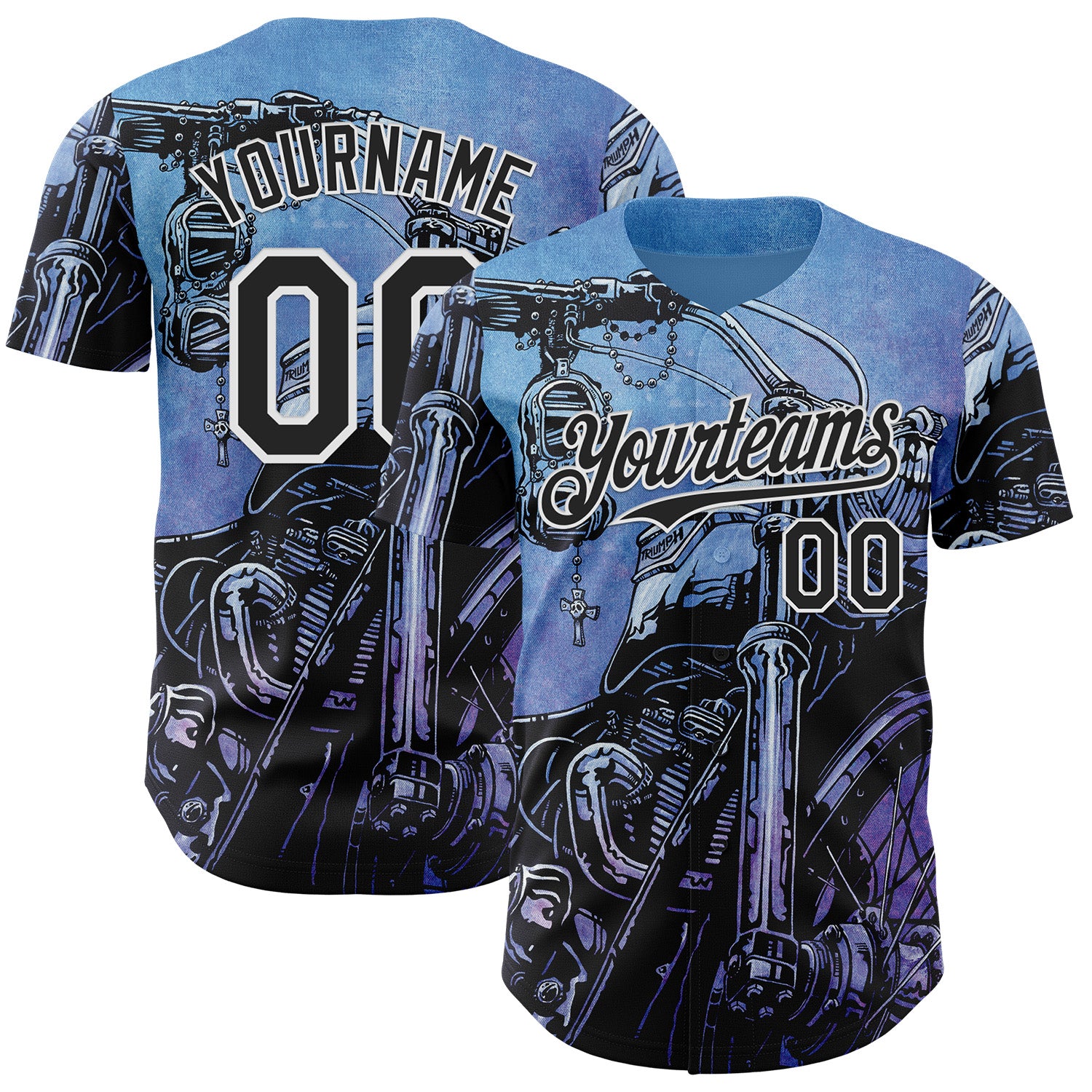 Fansidea-artist-collabs Custom Blue Black-White David Lozeau Triumph Authentic Baseball Jersey - $34.99 at Proof Eyewear
